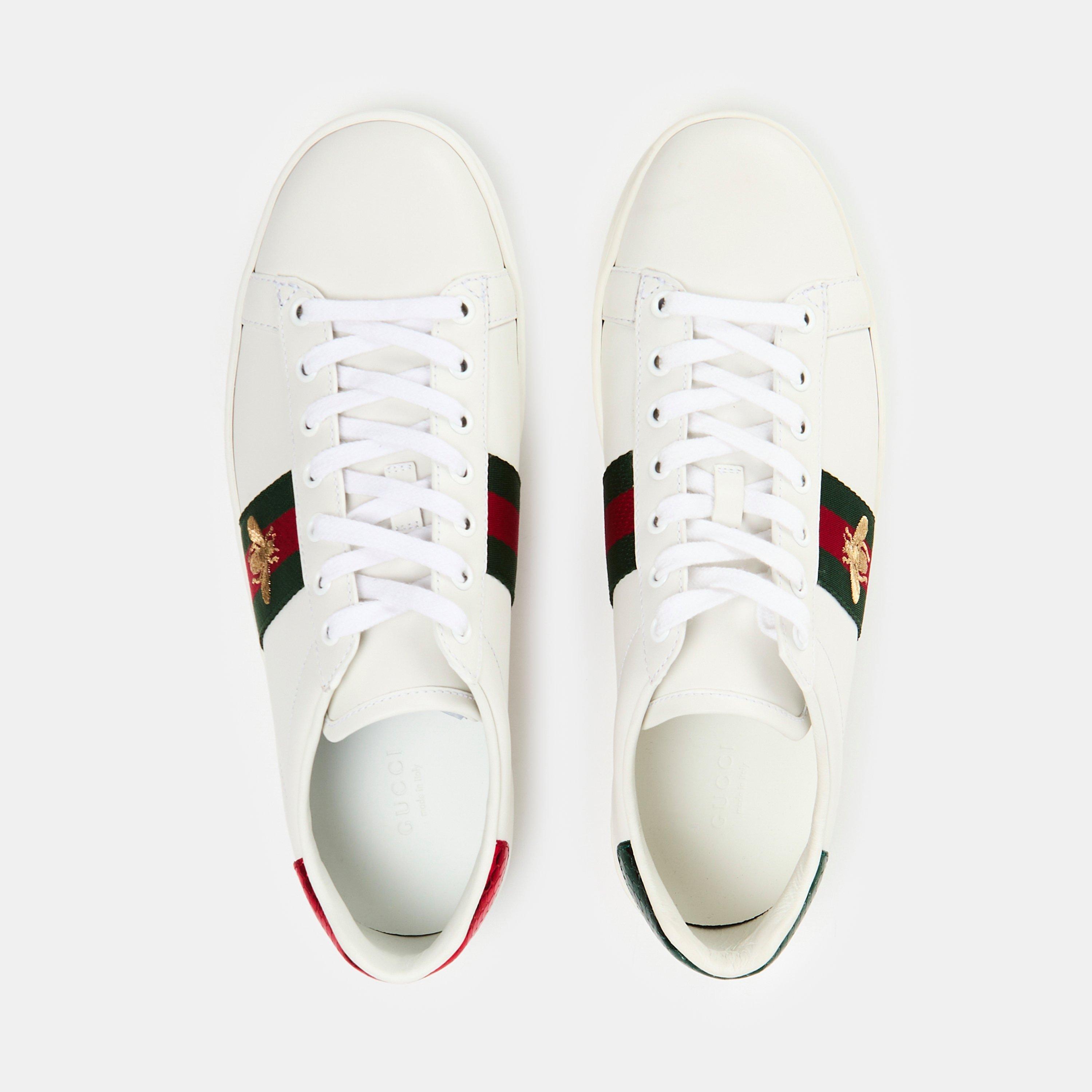 White 9064 - Gucci - Women's Ace Bee Leather Low-Top Trainers - 6