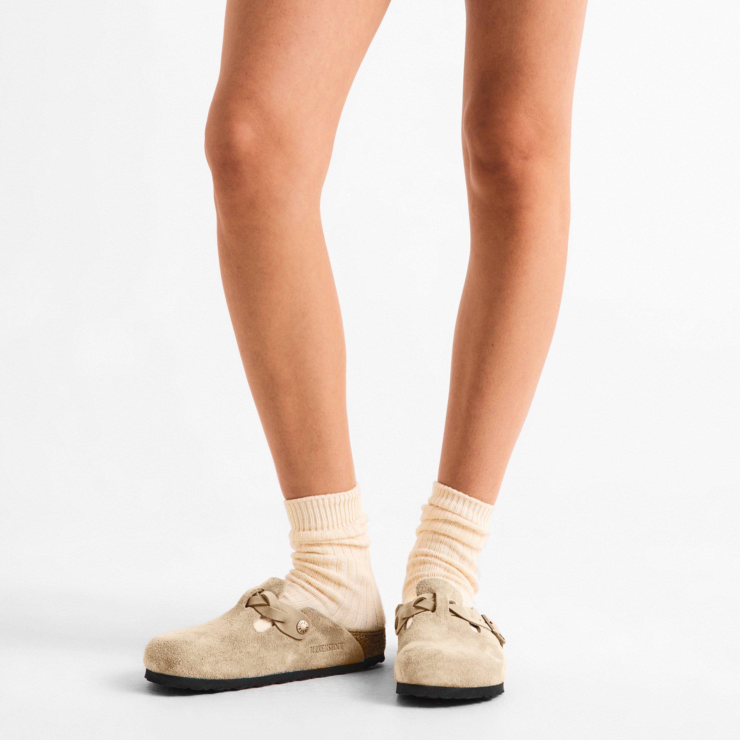 Taupe - Birkenstock - Womens Boston Suede Mules - 3