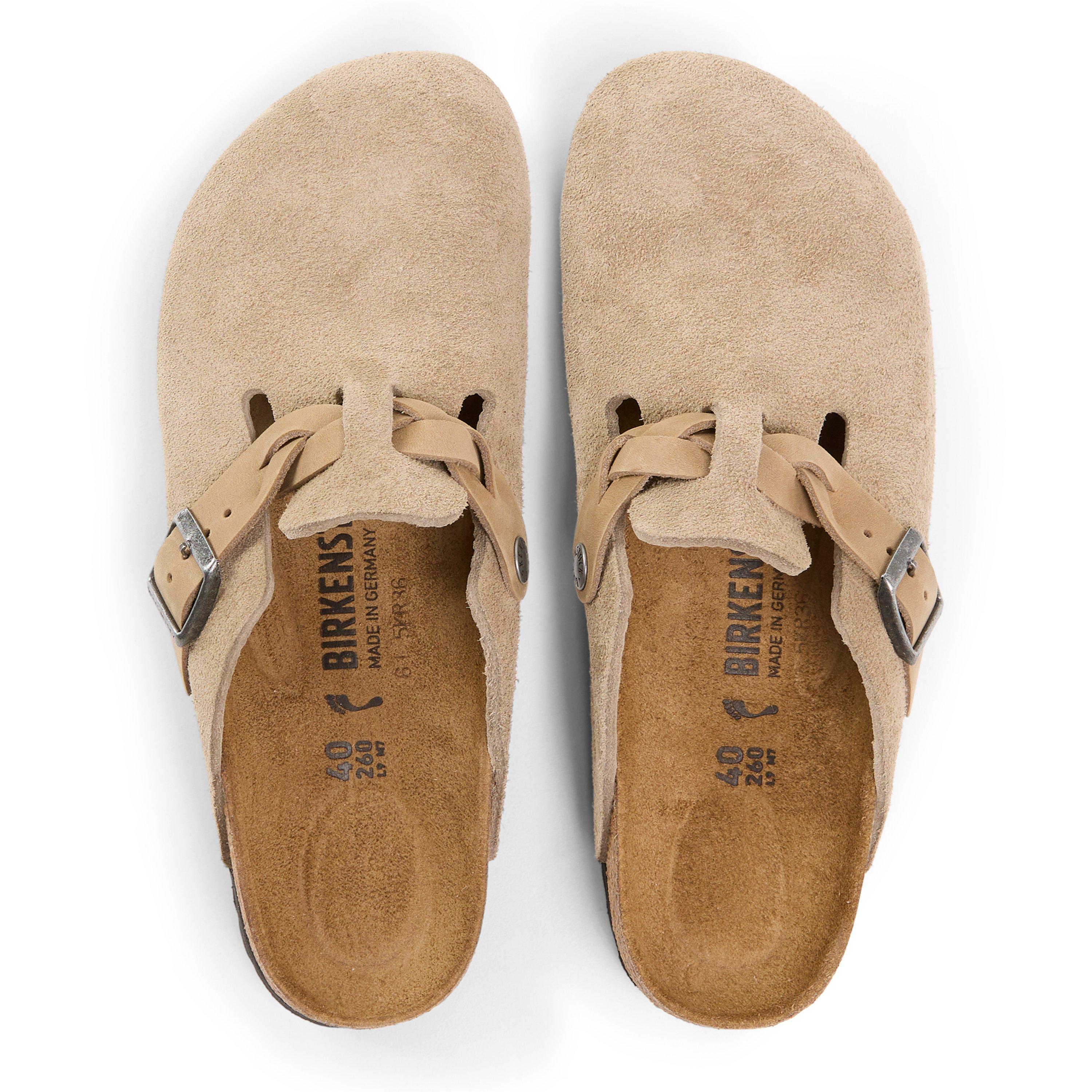 Taupe - Birkenstock - Womens Boston Suede Mules - 4