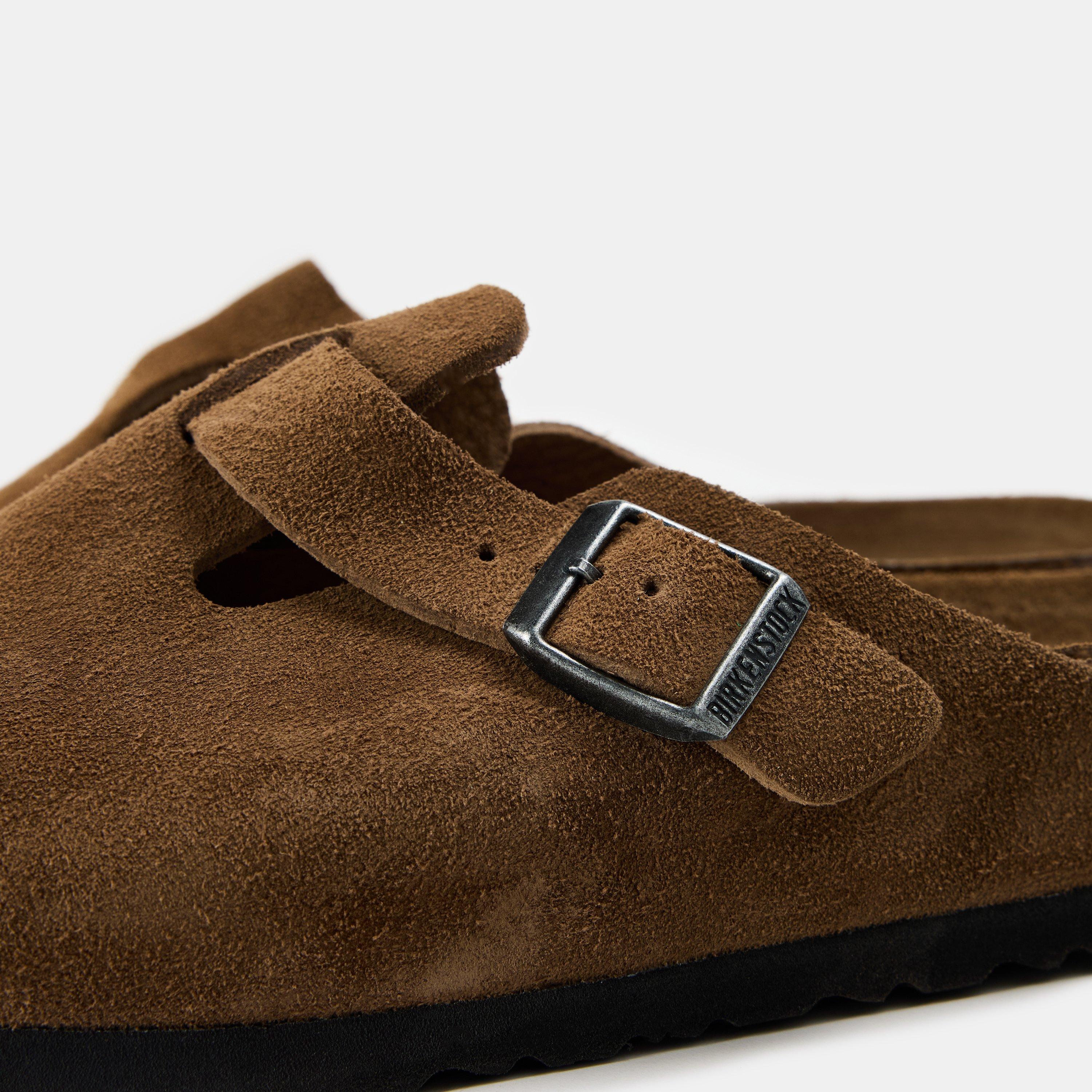 Dark Tea - Birkenstock - Boston Suede Braided Mules - 4