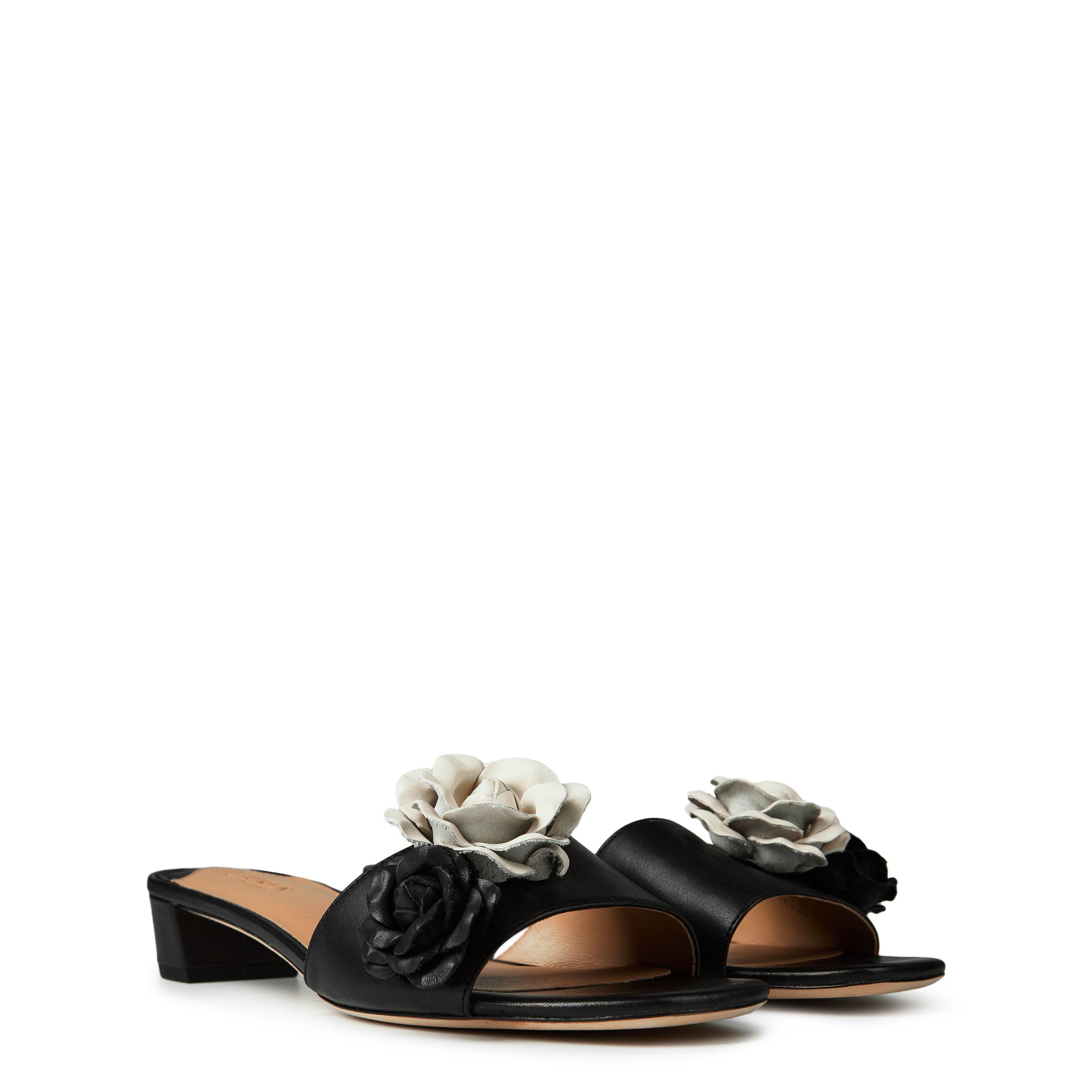 Black/White - Lauren by Ralph Lauren - Fay Flower Sandals - 4