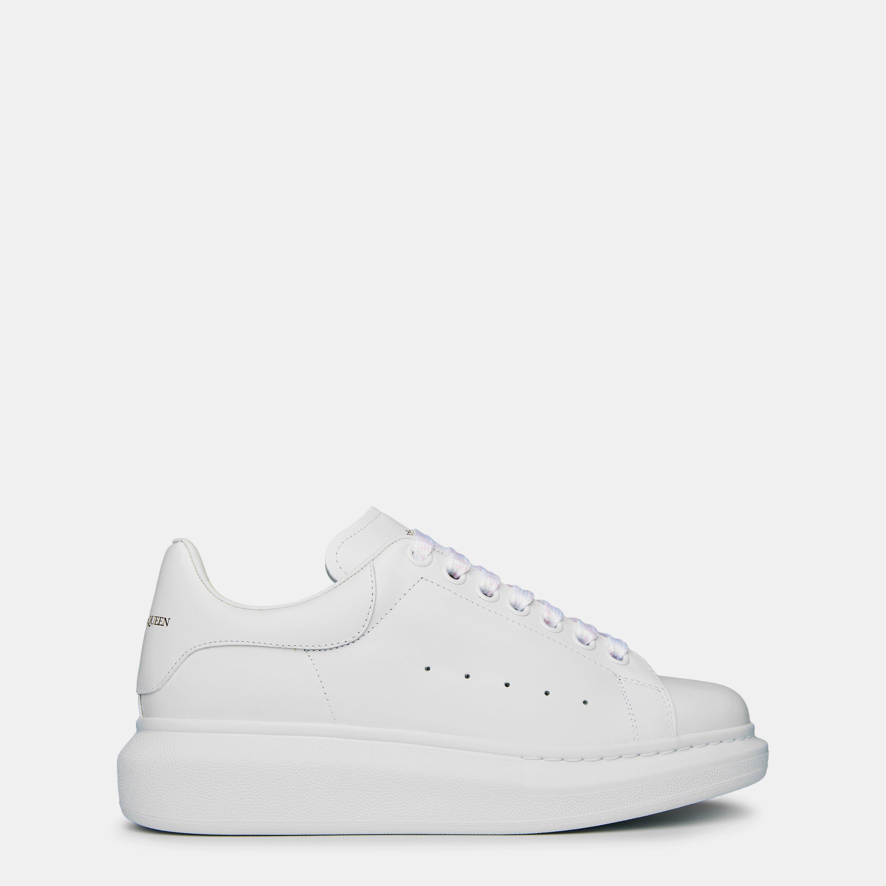 Alexander Mcqueen Women's White Logo Print Leather Oversized Trainers - 6.5 (39.5)