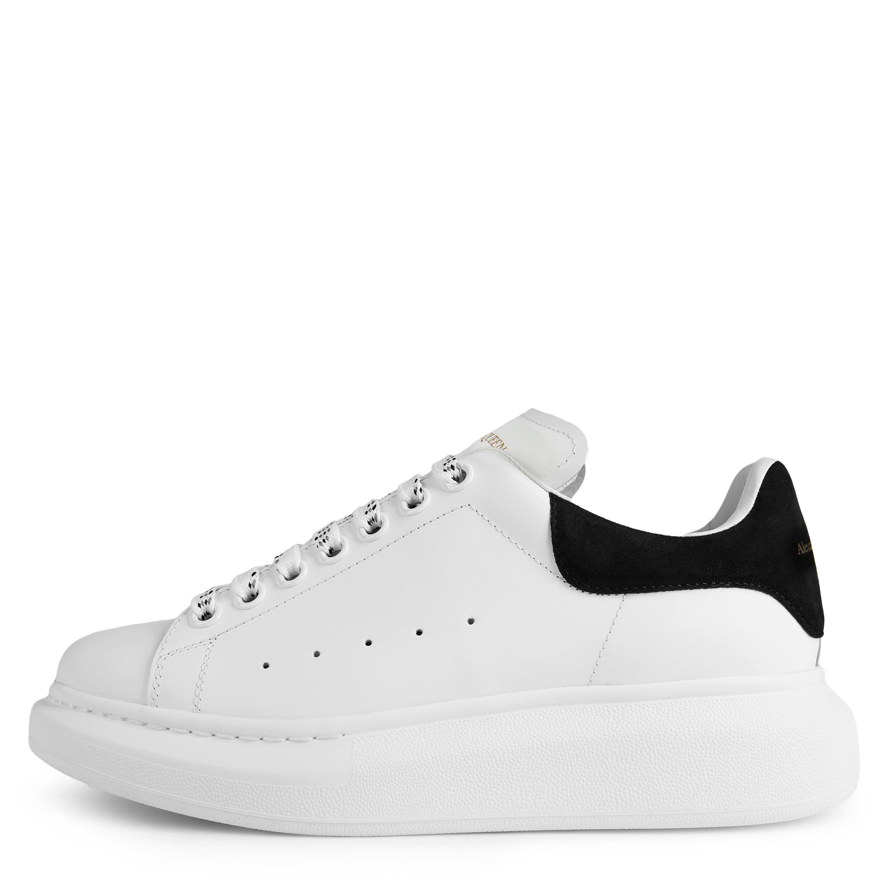 White/Black - Alexander McQueen - Women's Logo Print Leather Oversized Trainers - 2