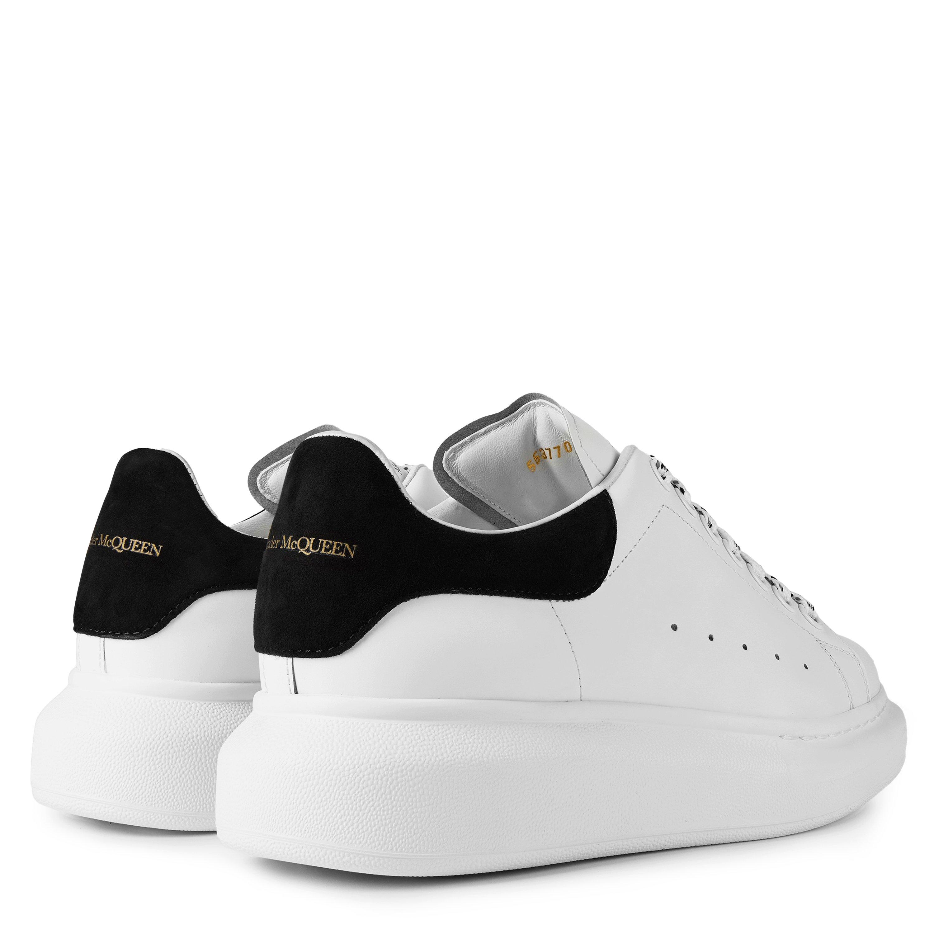 White/Black - Alexander McQueen - Women's Logo Print Leather Oversized Trainers - 4