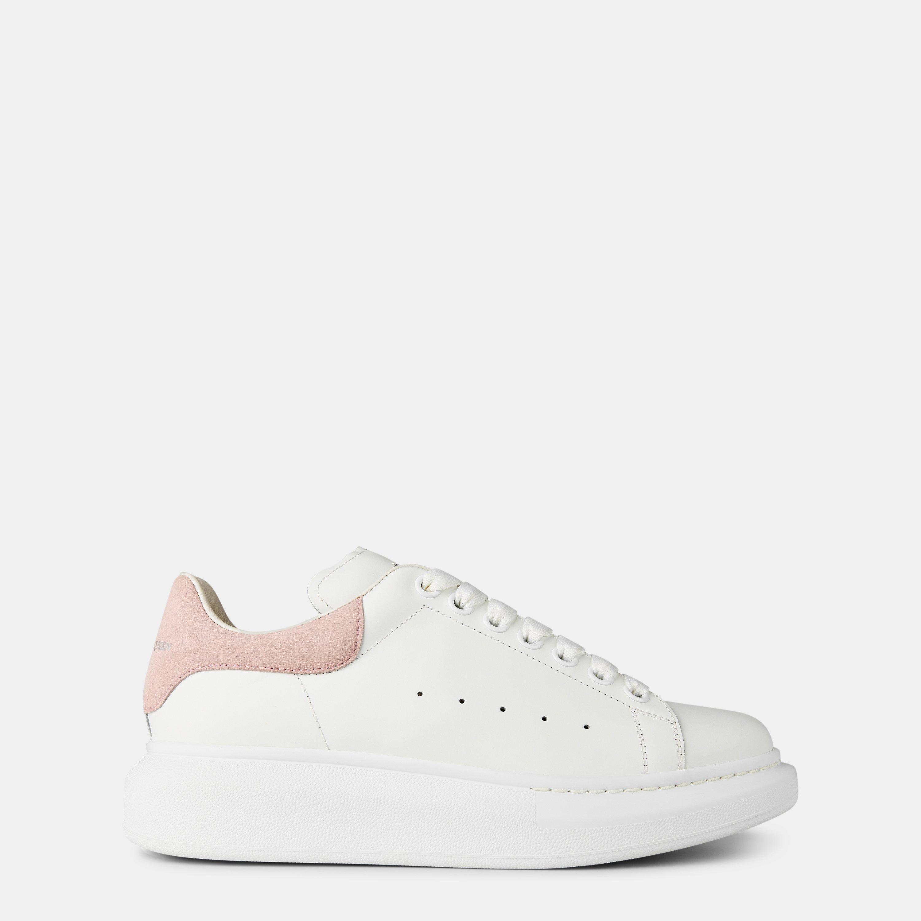 Alexander Mcqueen Women's White/Pink Logo Print Leather Oversized Trainers - 6.5 (39.5)