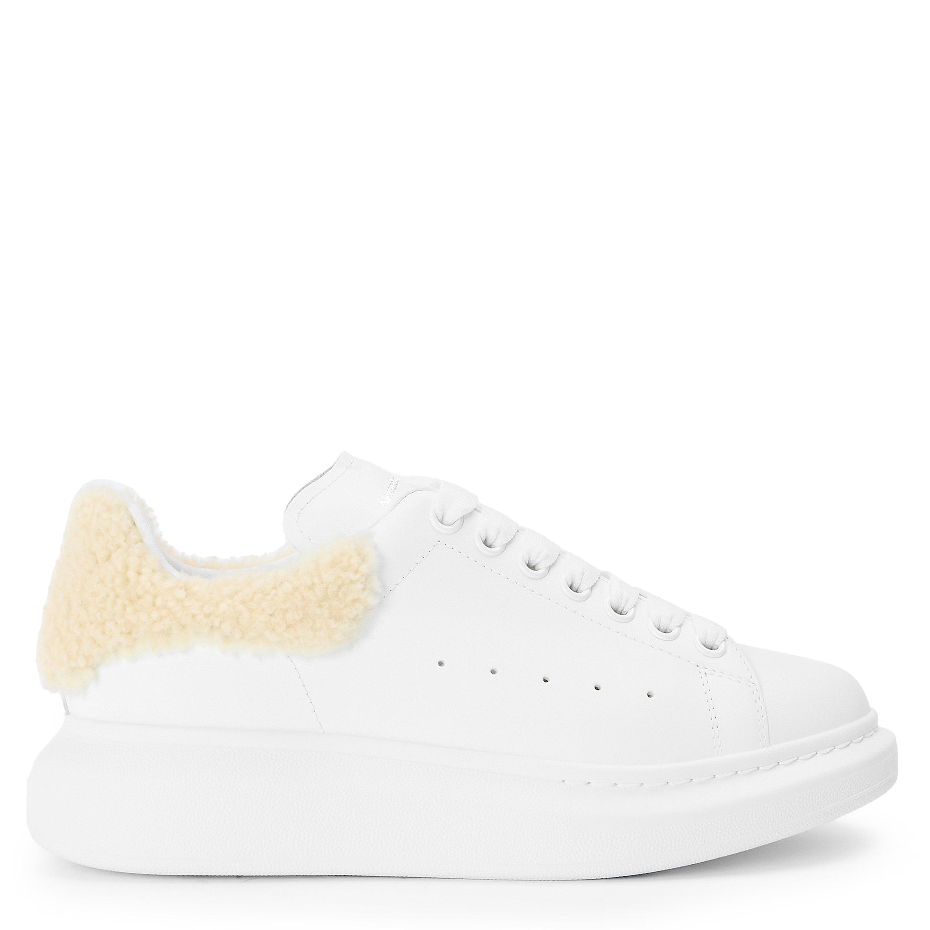 Alexander McQueen Women's Logo Print Leather Oversized Trainers - White/Teddy - Size 4 (37)