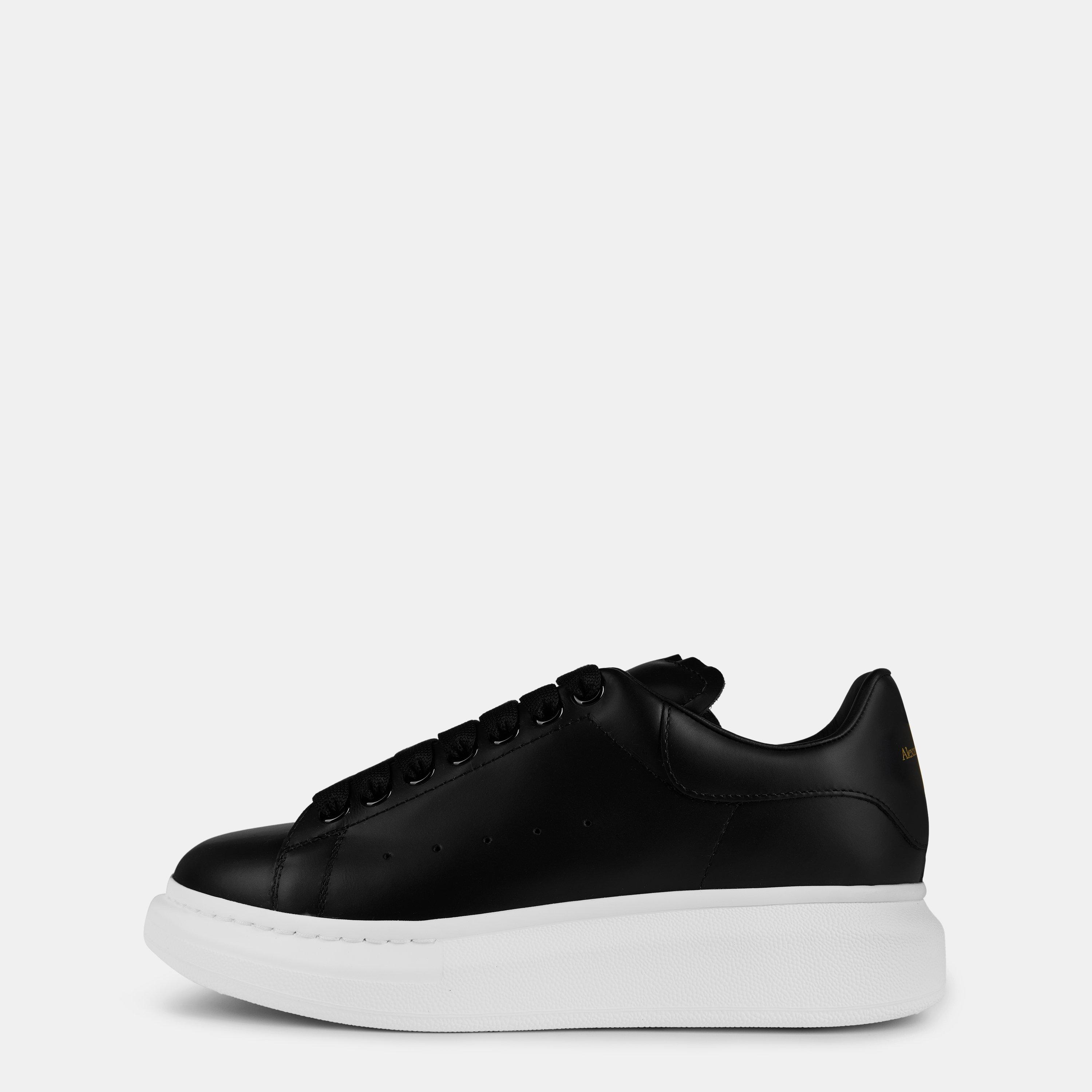 Blck/Wht 1002 - Alexander McQueen - Women's Logo Print Leather Oversized Trainers - 2