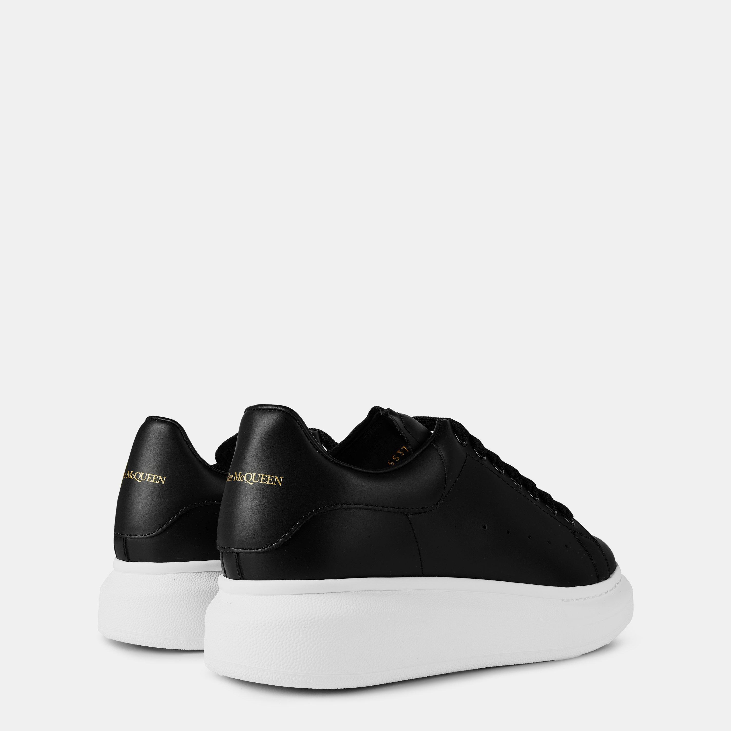 Blck/Wht 1002 - Alexander McQueen - Women's Logo Print Leather Oversized Trainers - 5
