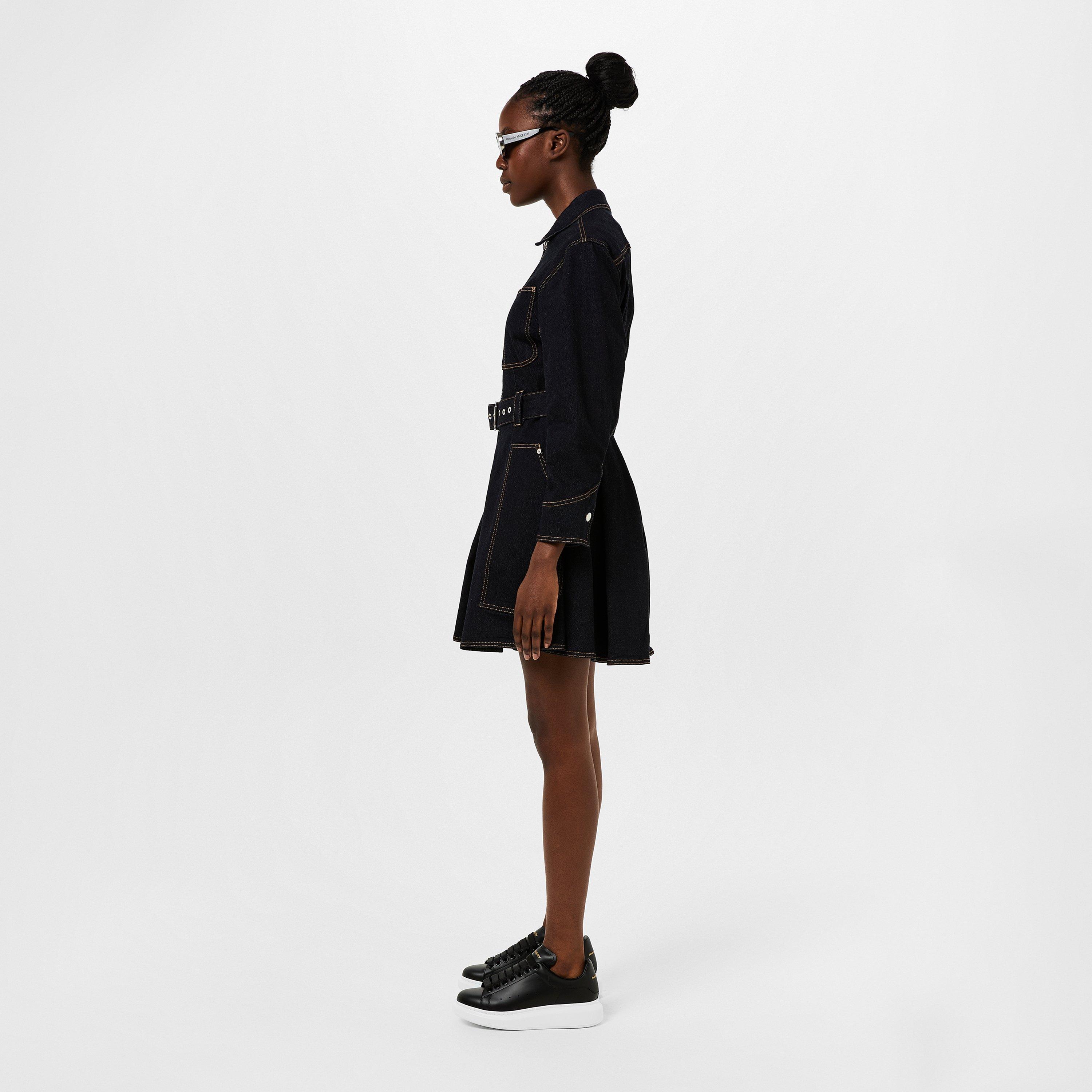 Blck/Wht 1002 - Alexander McQueen - Women's Logo Print Leather Oversized Trainers - 6