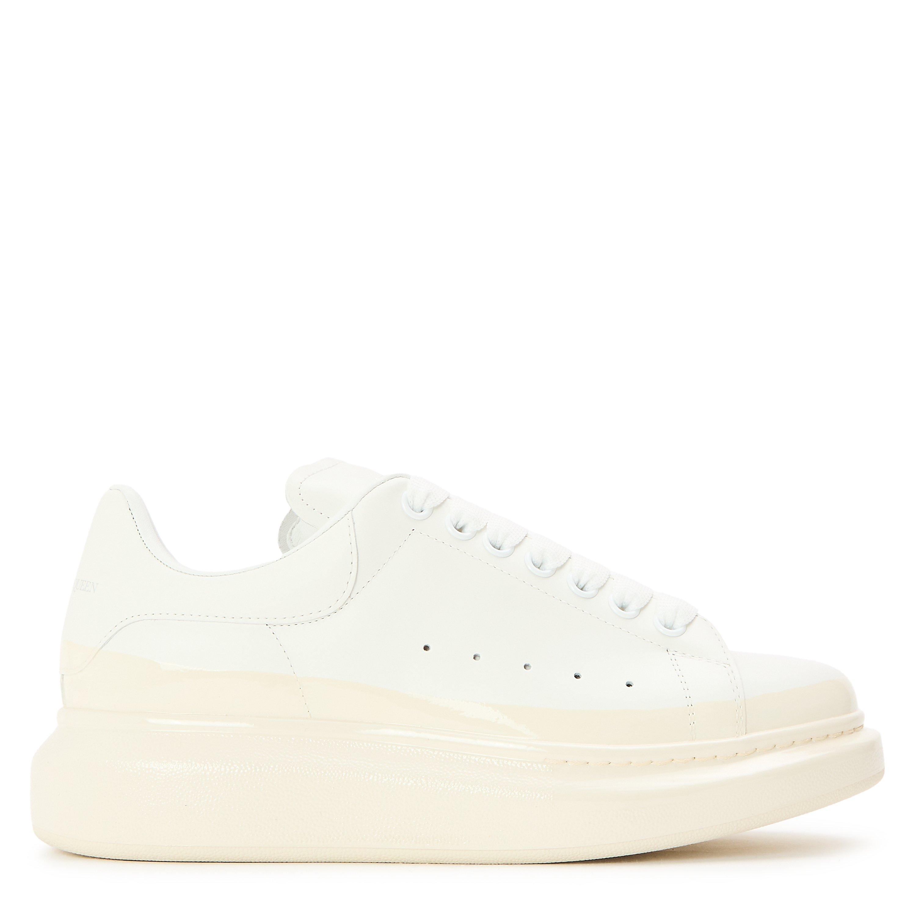 Alexander McQueen Women's Logo Print Leather Oversized Trainers - White/Latte - Size 5 (38)