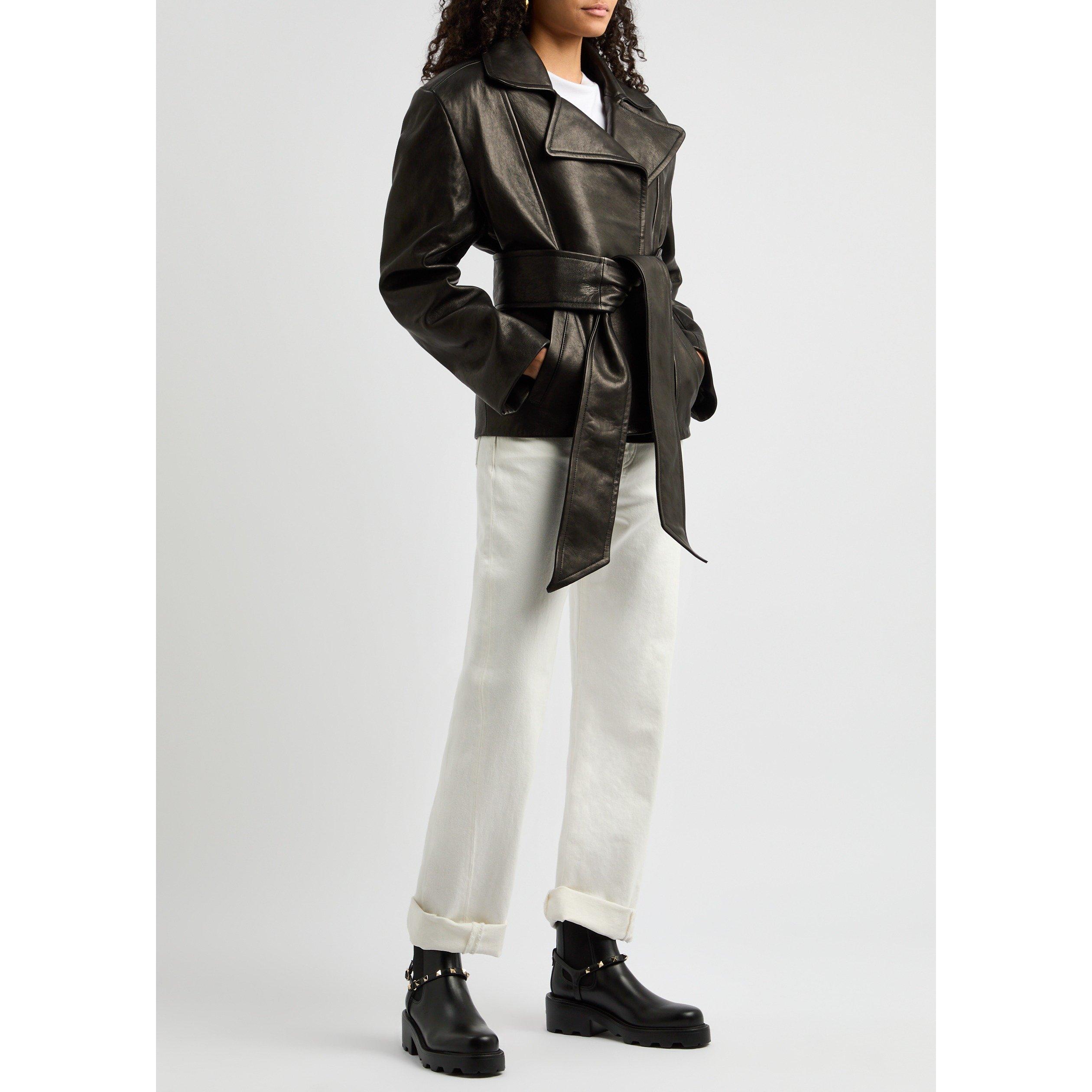 BLACK - Valentino - Women's VLogo Leather Combat Boots - 6
