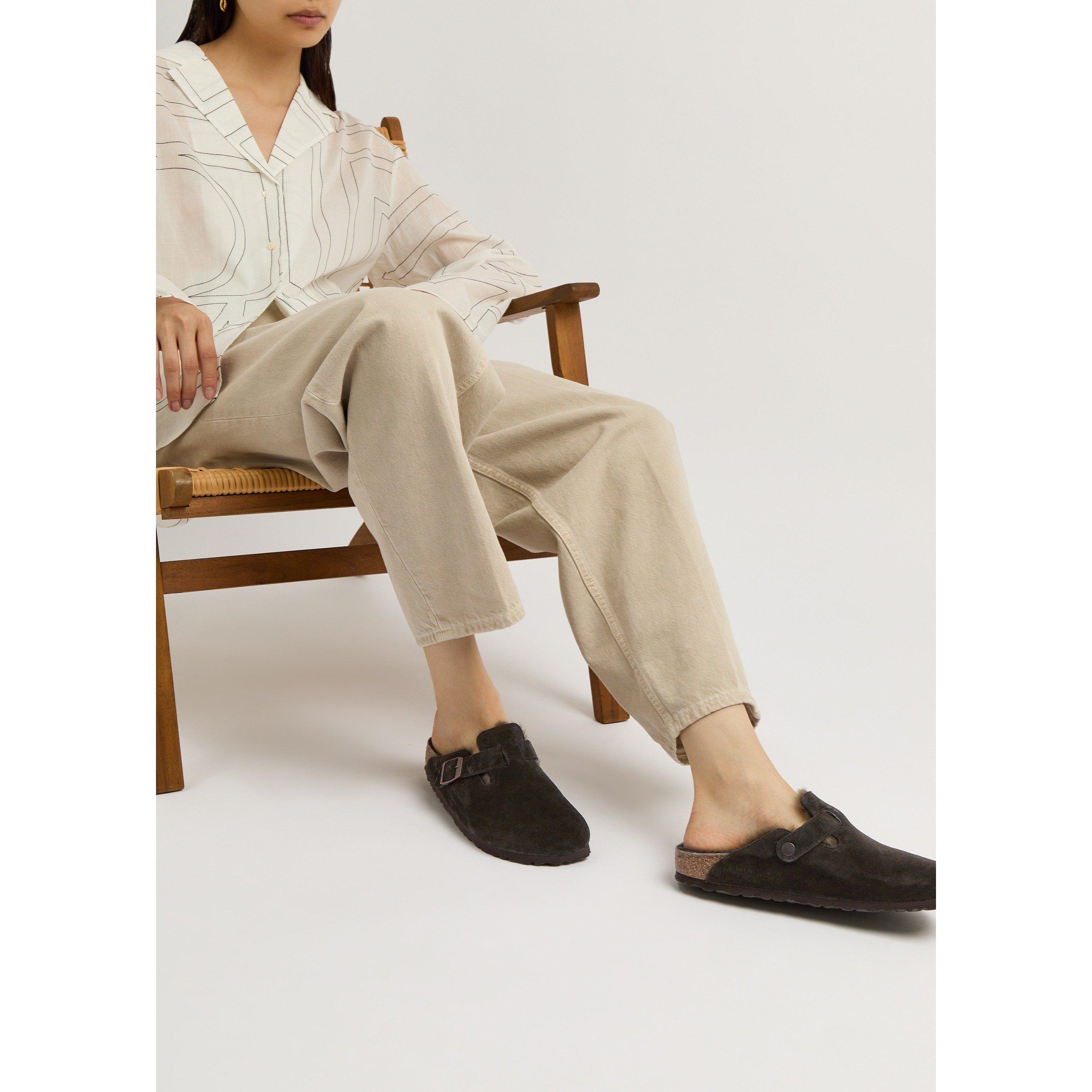 BROWN - Birkenstock - Women's Boston Shearling Suede Clogs - 3