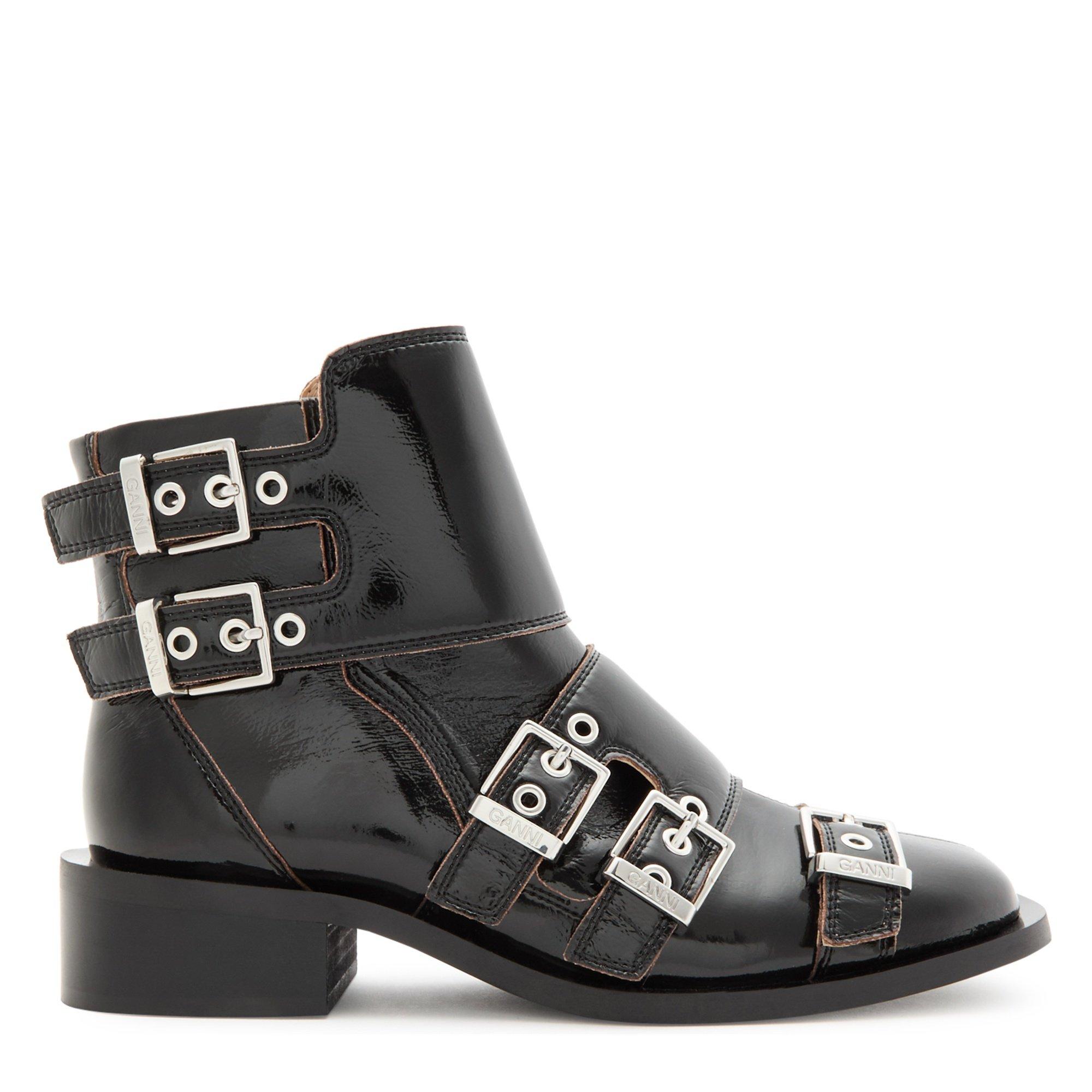BLACK - Ganni - Feminine Buckle Boot Naplack
