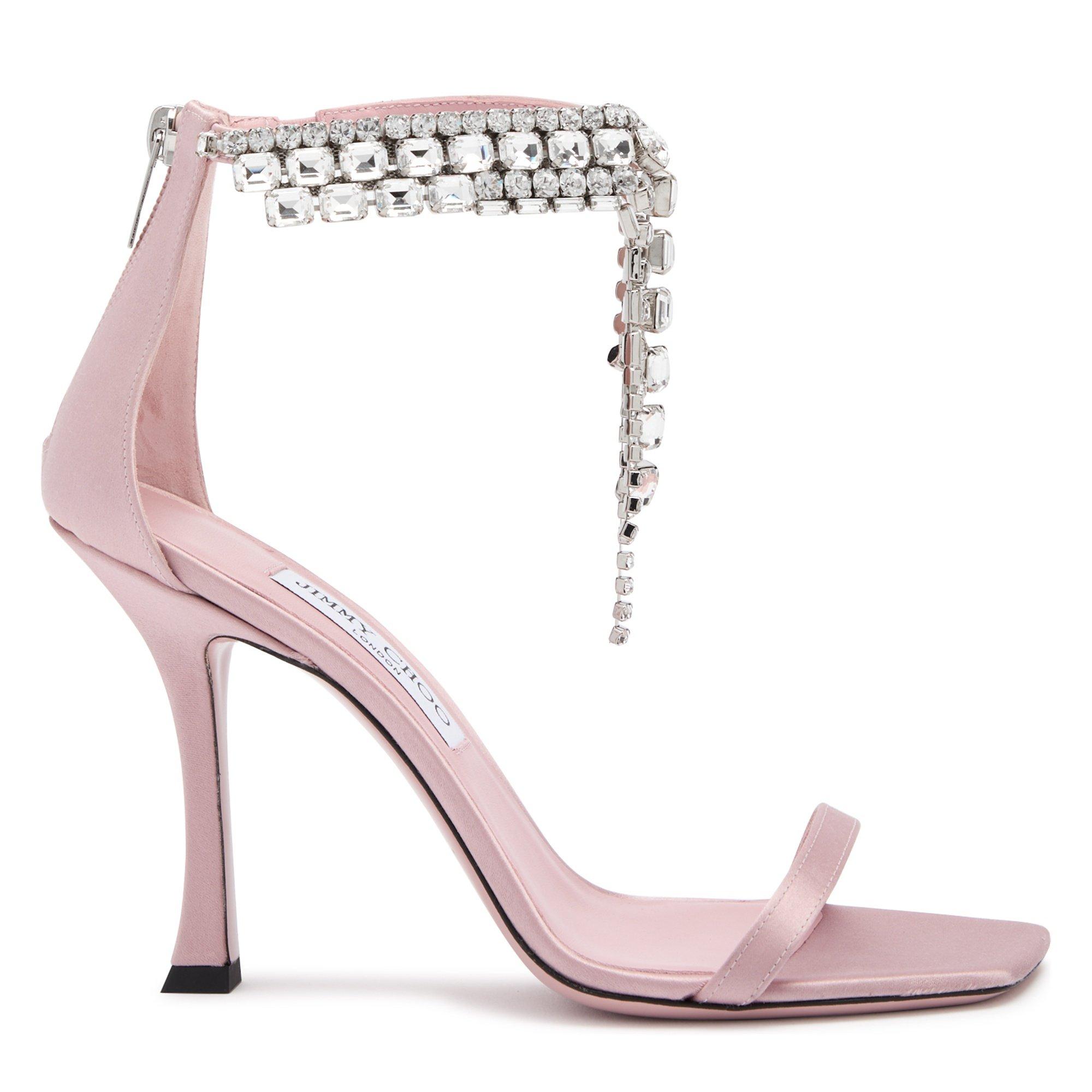 PINK - Jimmy Choo - VERITY STRASS SATIN SANDAL 100