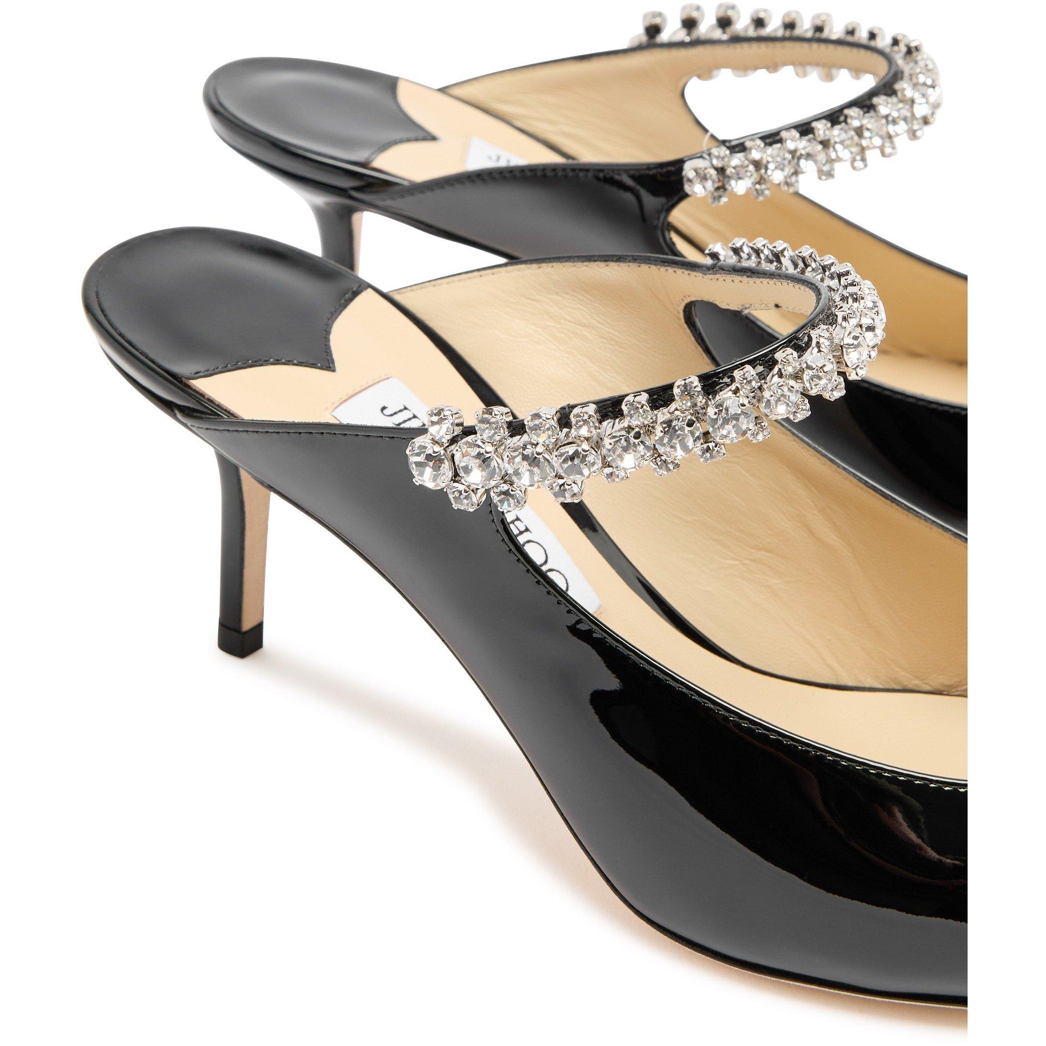 BLACK - Jimmy Choo - Women's Bing 65 Patent Crystal Embellished Heeled Mules - 5