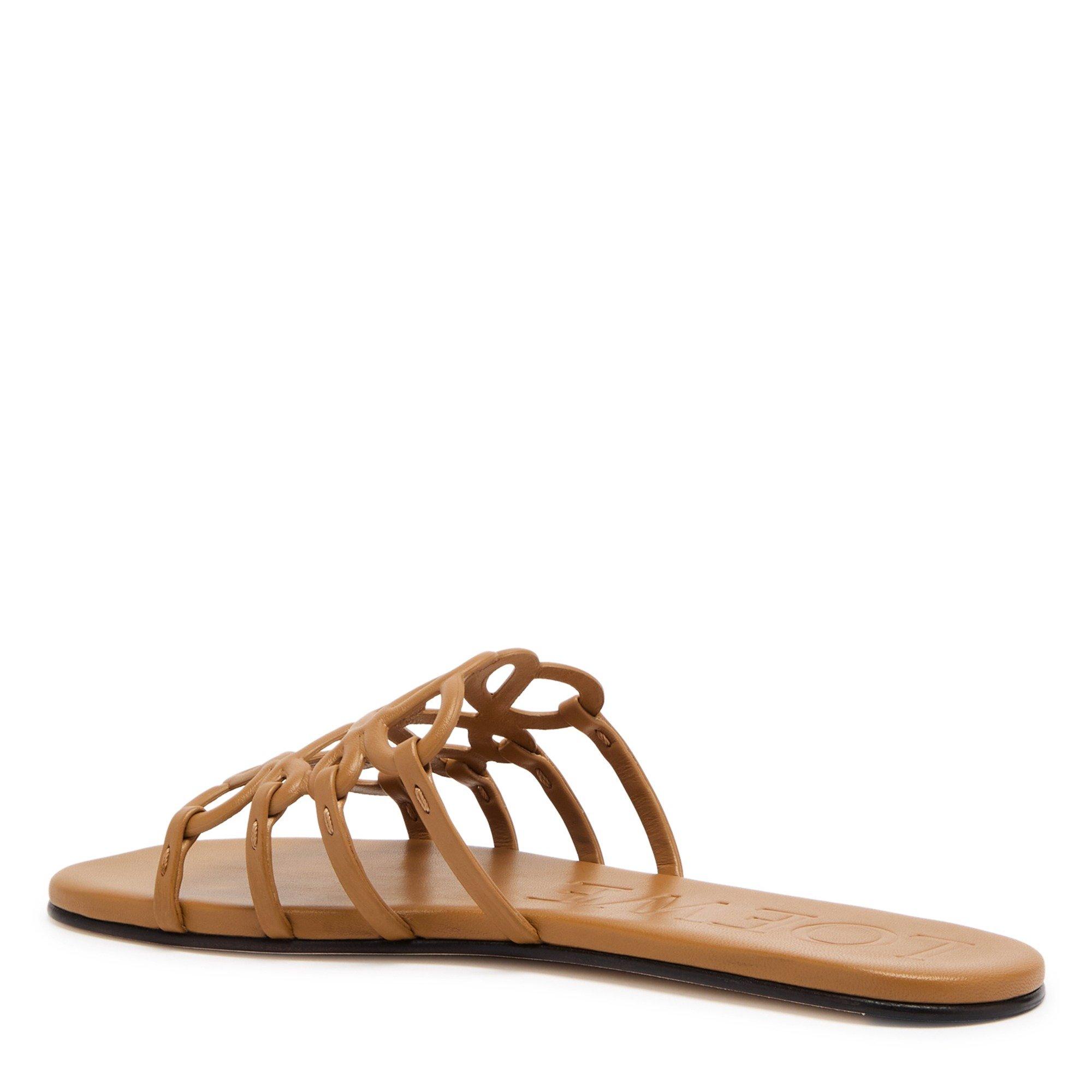 CAMEL - LOEWE - Women's Petal Anagram Slide Leather Flat Sandals - 2