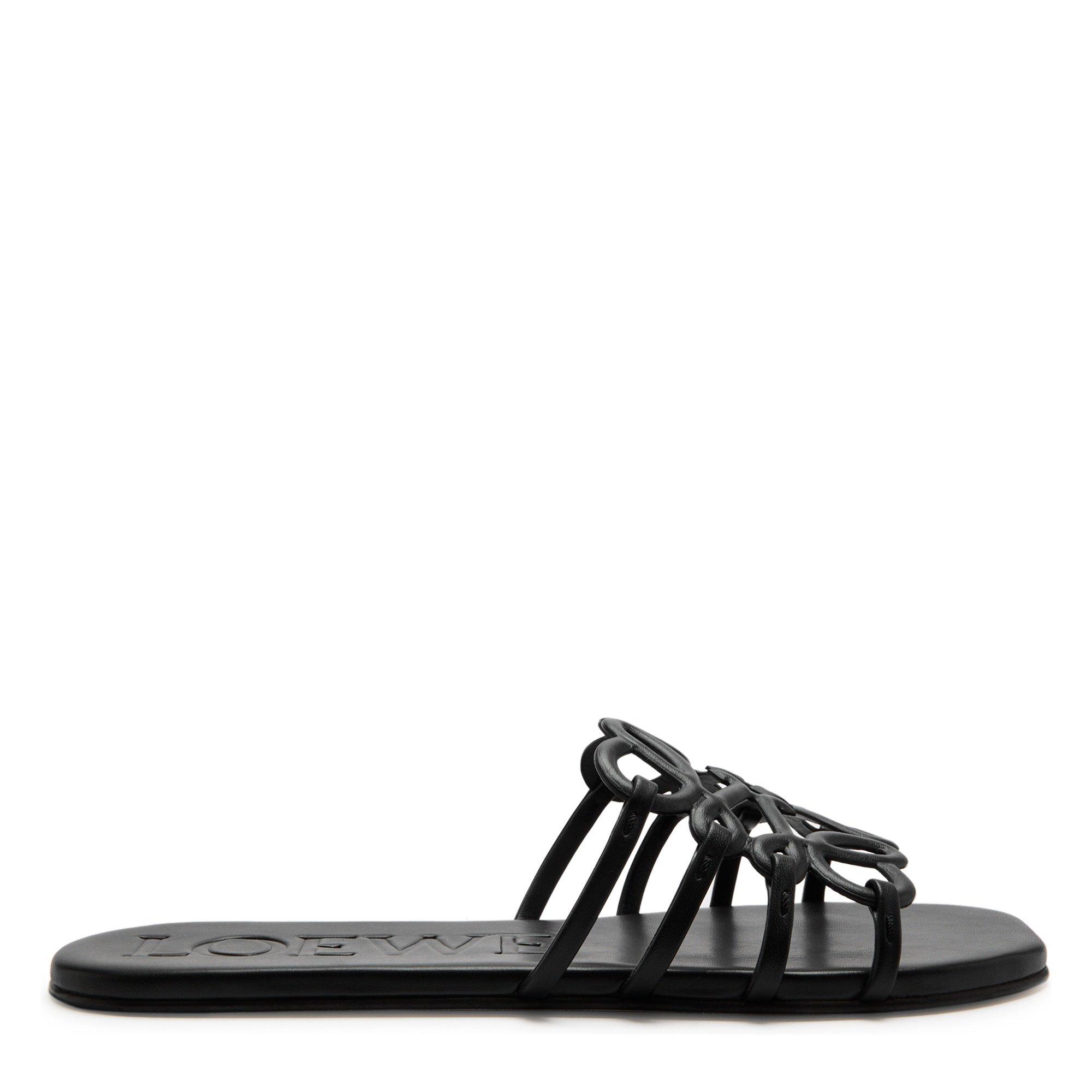 Women's Petal Anagram Slide Leather Flat Sandals