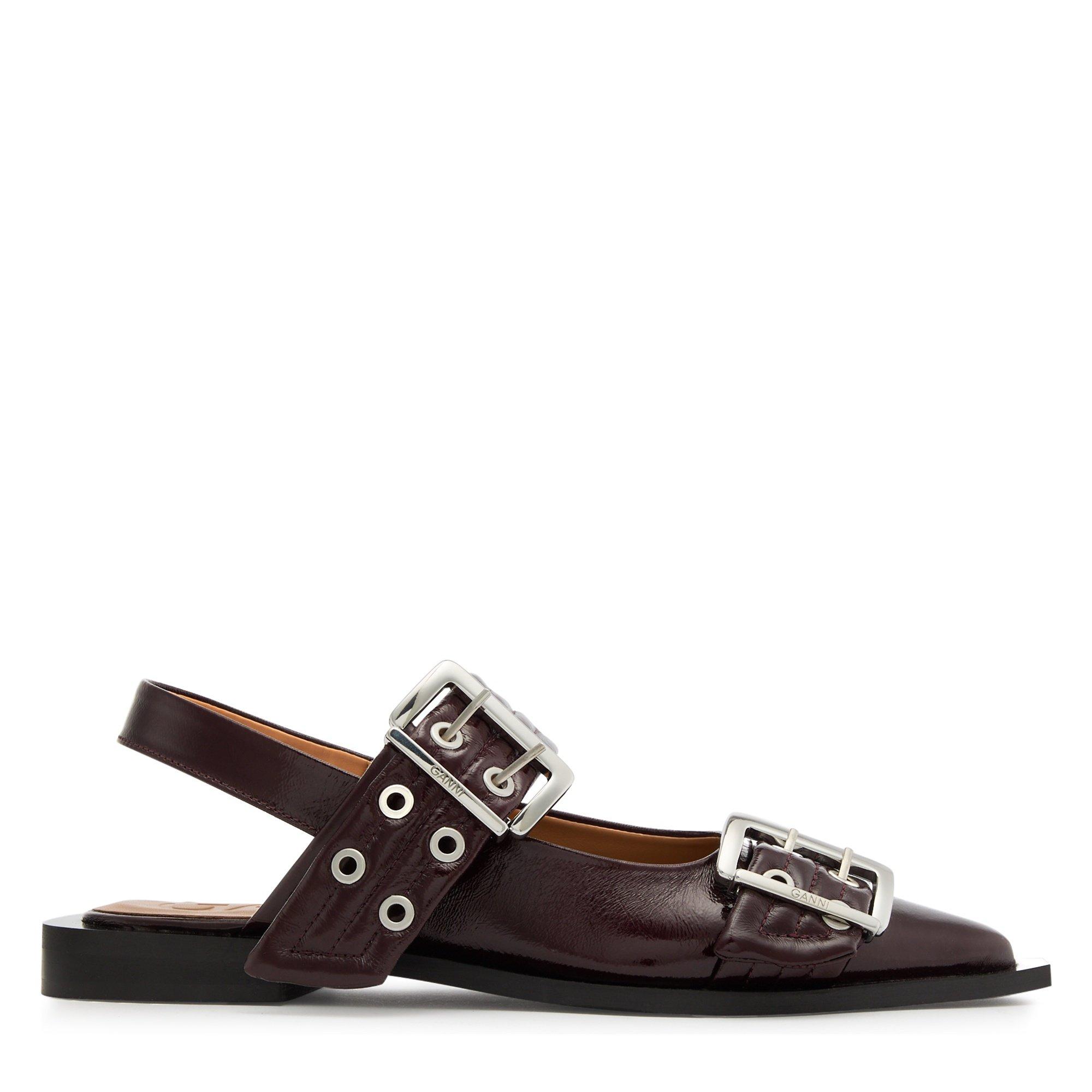 BURGUNDY - Ganni - BUCKLE BALLERINA
