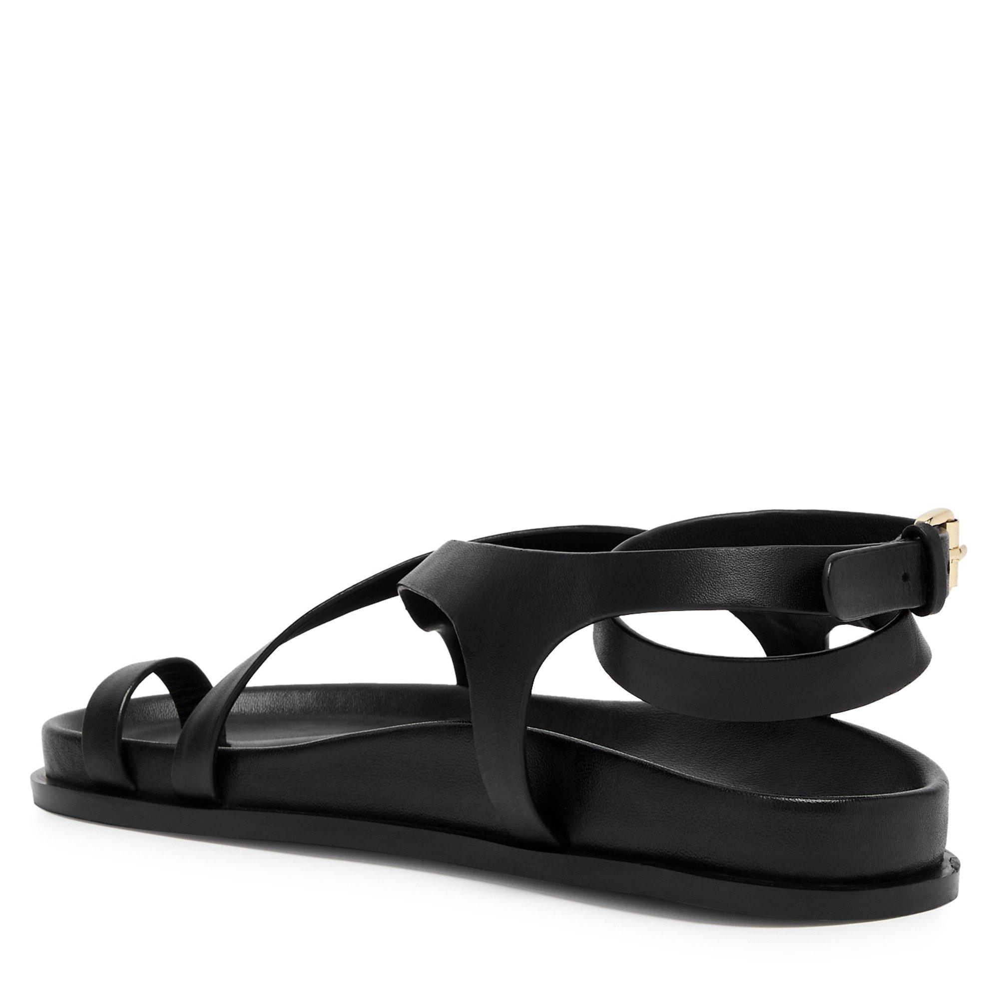 BLACK - Unknown - Women's Jalen Slim Leather Flat Sandals - 2