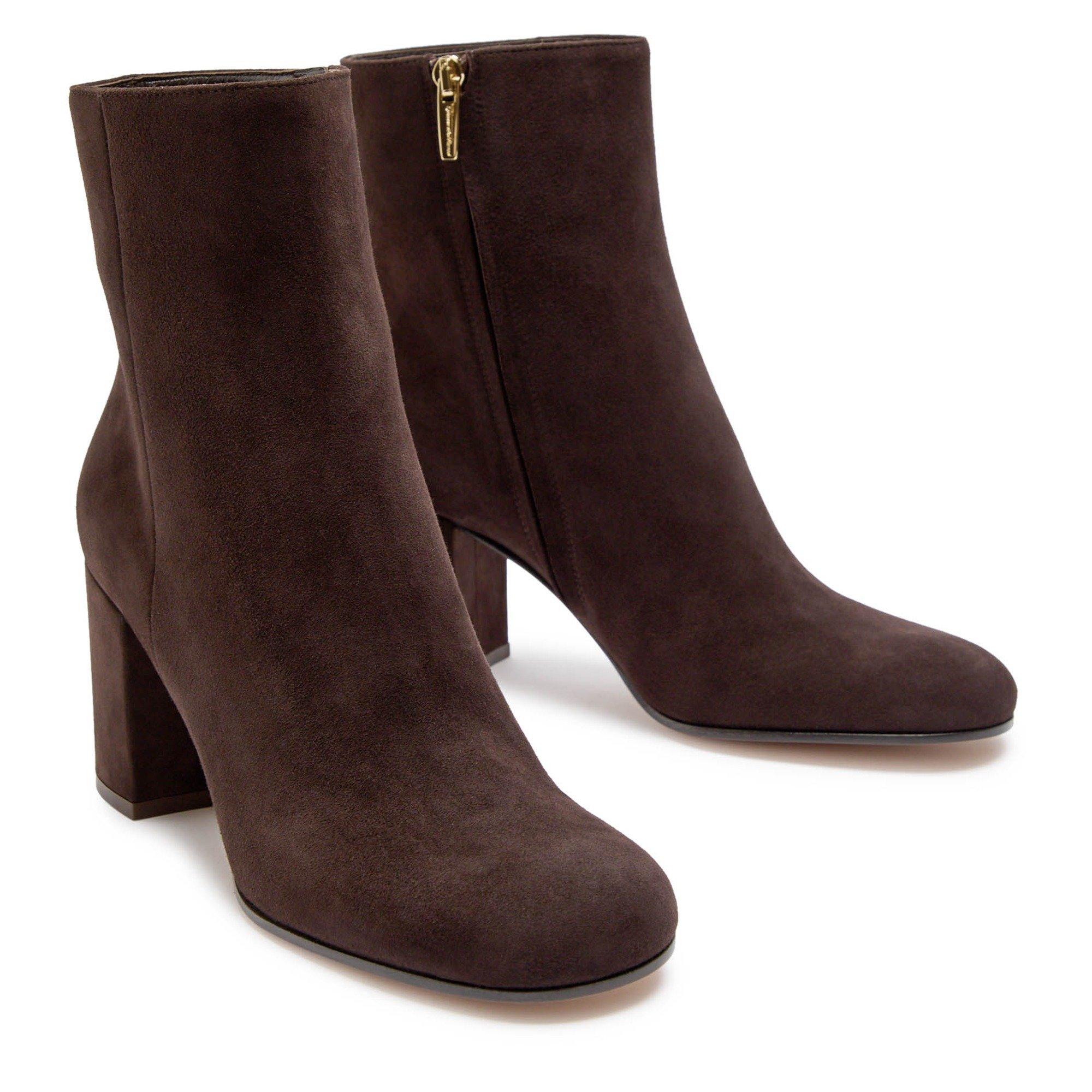 BROWN - Gianvito Rossi - Women's Joelle Suede Heeled Ankle Boots - 3