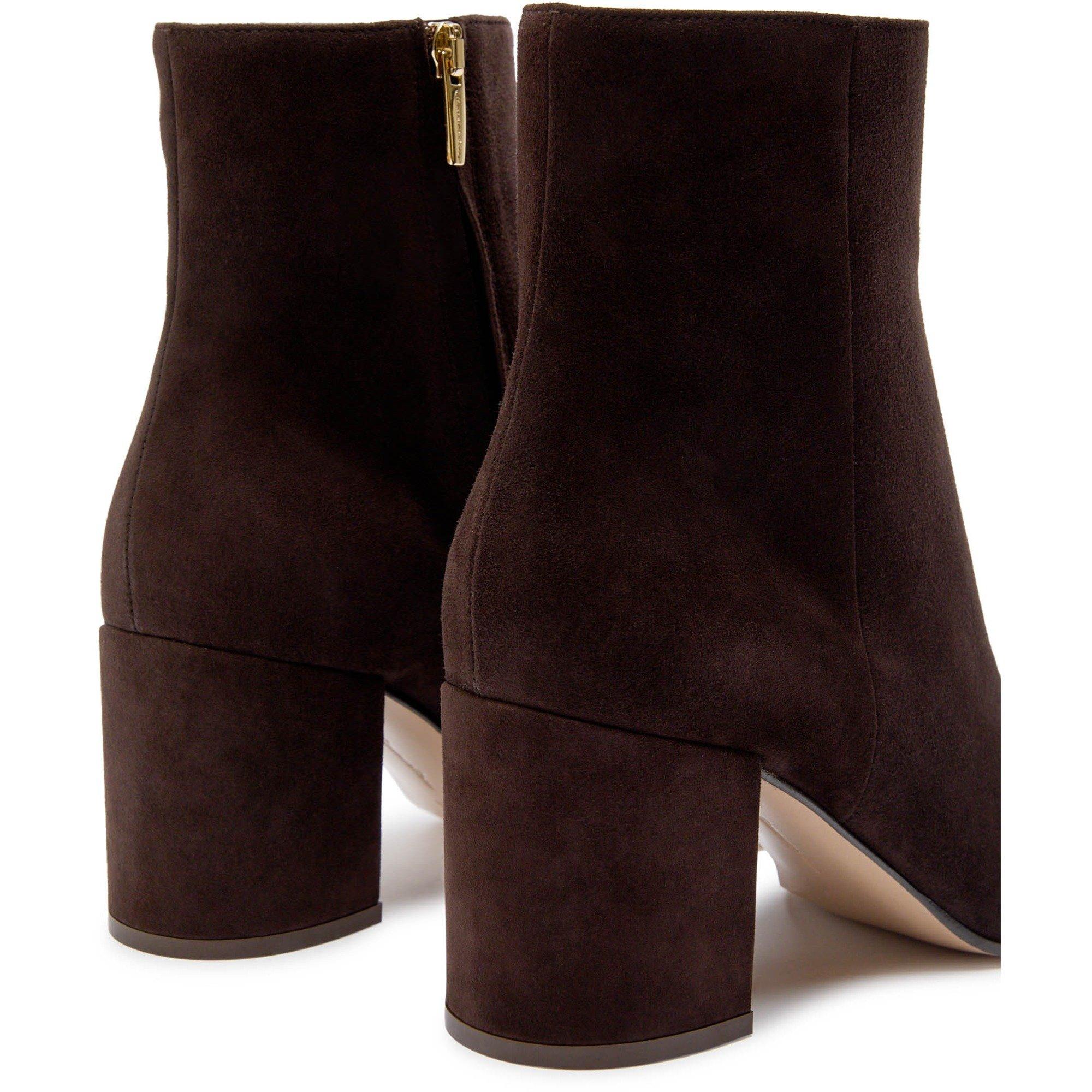BROWN - Gianvito Rossi - Women's Joelle Suede Heeled Ankle Boots - 4