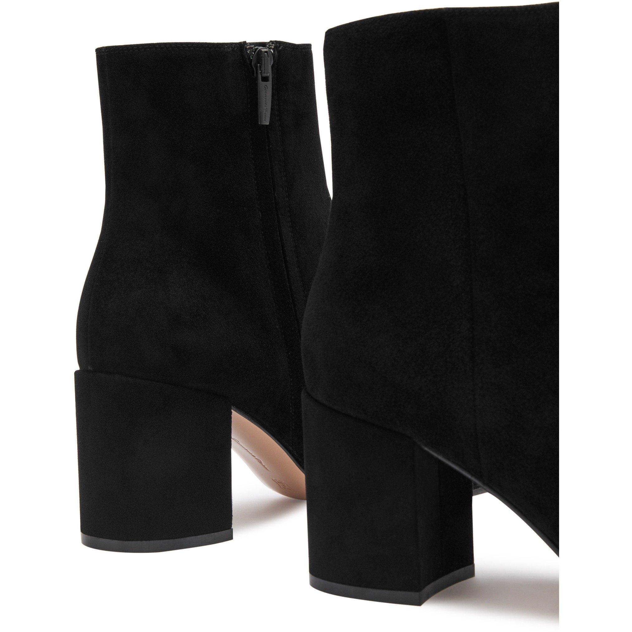 BLACK - Gianvito Rossi - Women's Joelle Suede Heeled Ankle Boots - 5