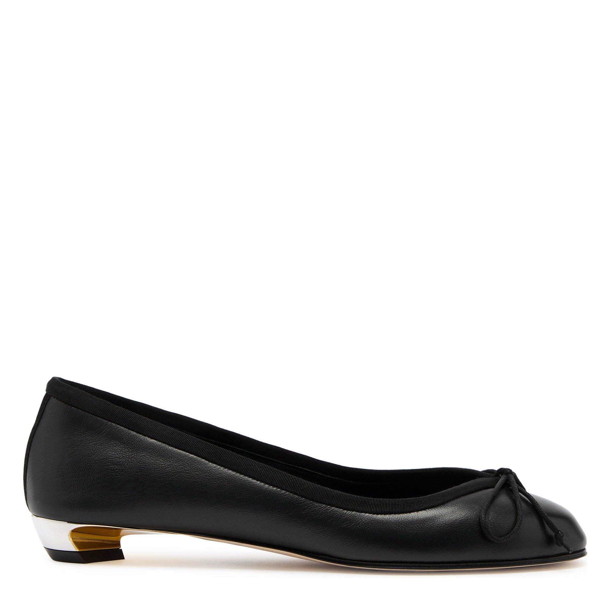 BLACK AND SILVE - Alexander McQueen - Women's Armadillo Heel Ballerina Leather Ballet Pumps