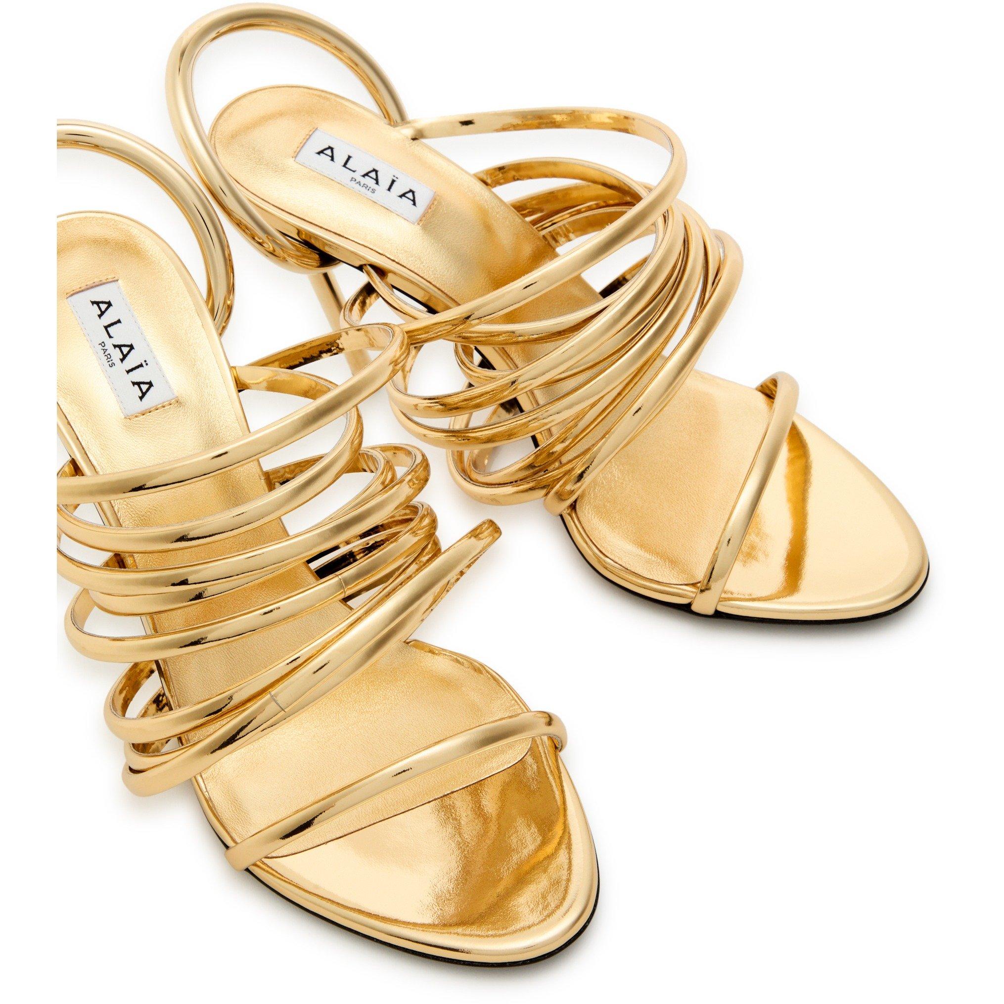 GOLD - Alaia - Strappy Mule Sandals 90 - 4