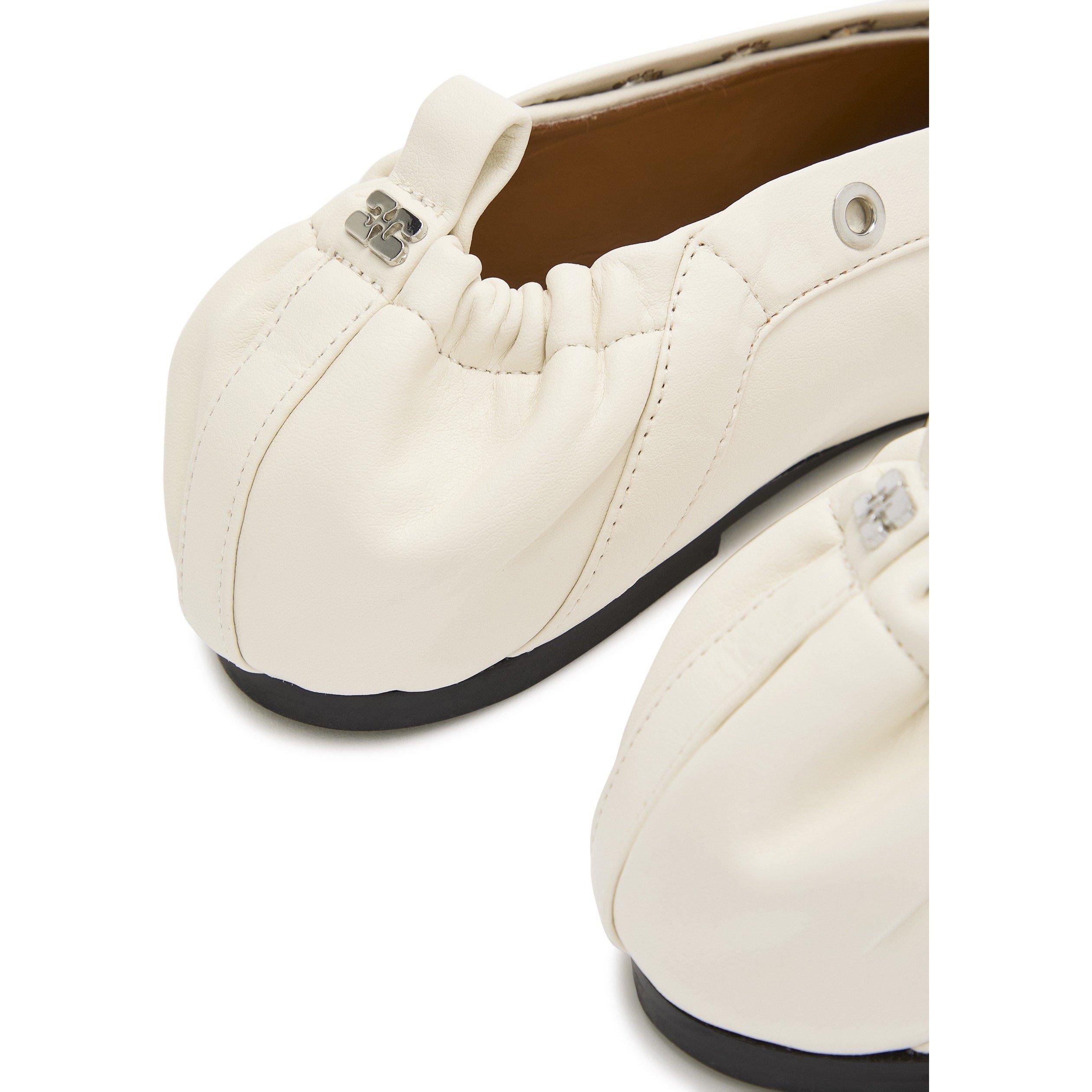 OFF WHITE - Ganni - Eyelets Lace Up Ballerina - 5