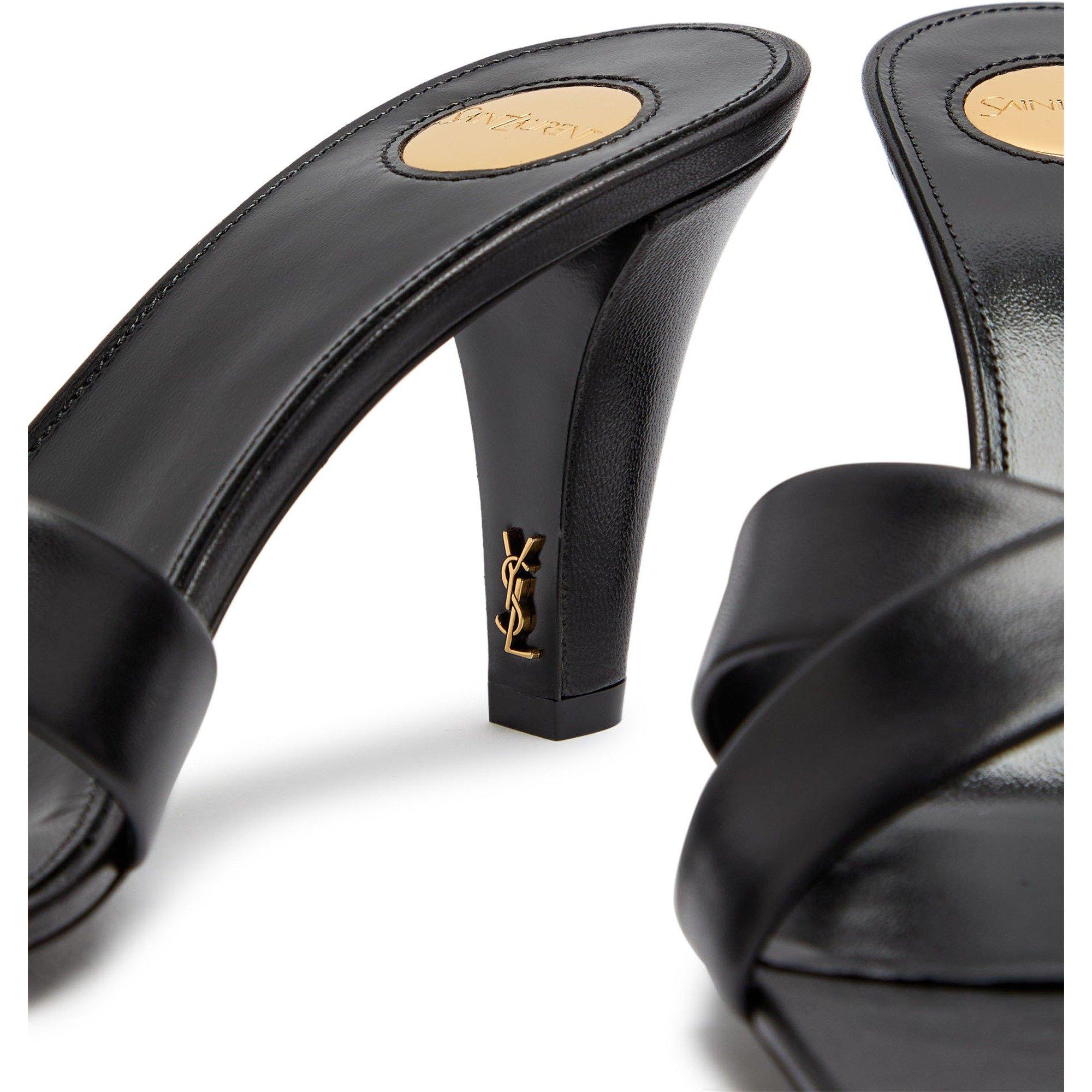 BLACK - Saint Laurent - Women's Jill 75 Leather Heeled Sandals - 4