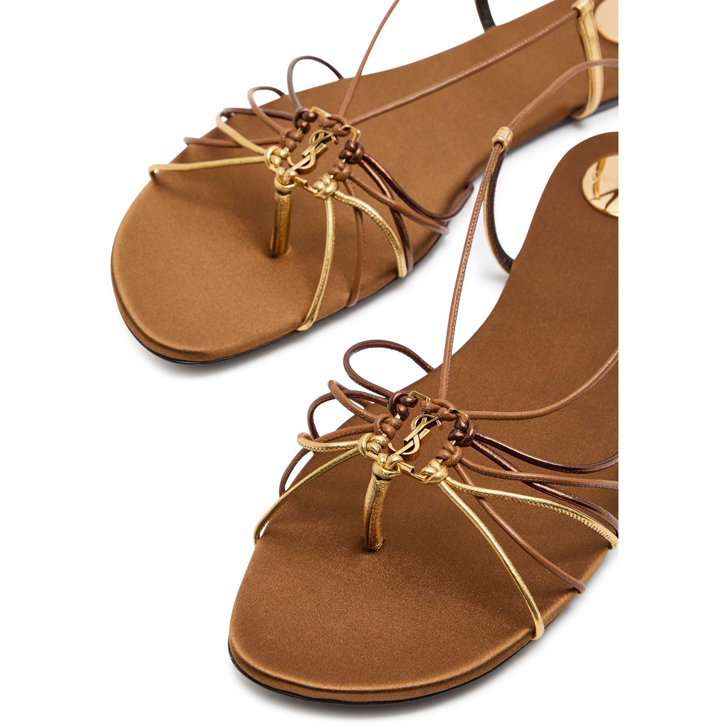 BROWN AND OTHER - Saint Laurent - Women's Bridget Satin Flat Sandals - 3