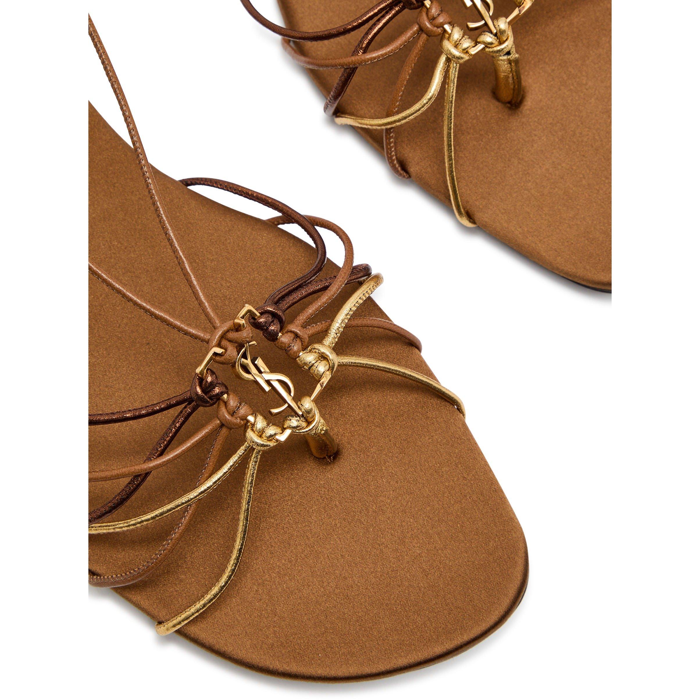 BROWN AND OTHER - Saint Laurent - Women's Bridget Satin Flat Sandals - 4