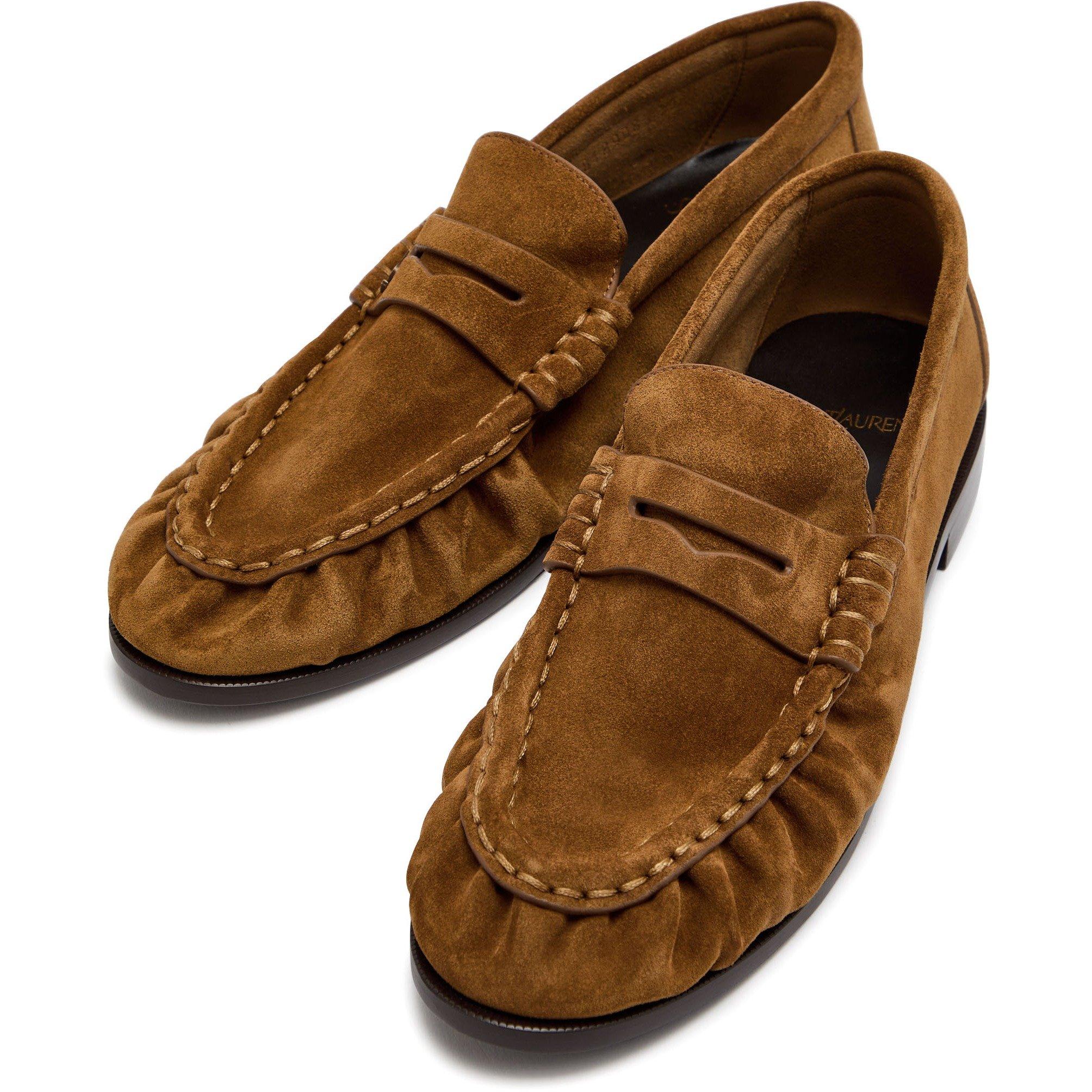 TAN - Saint Laurent - Women's LE 15 Suede Loafers - 3