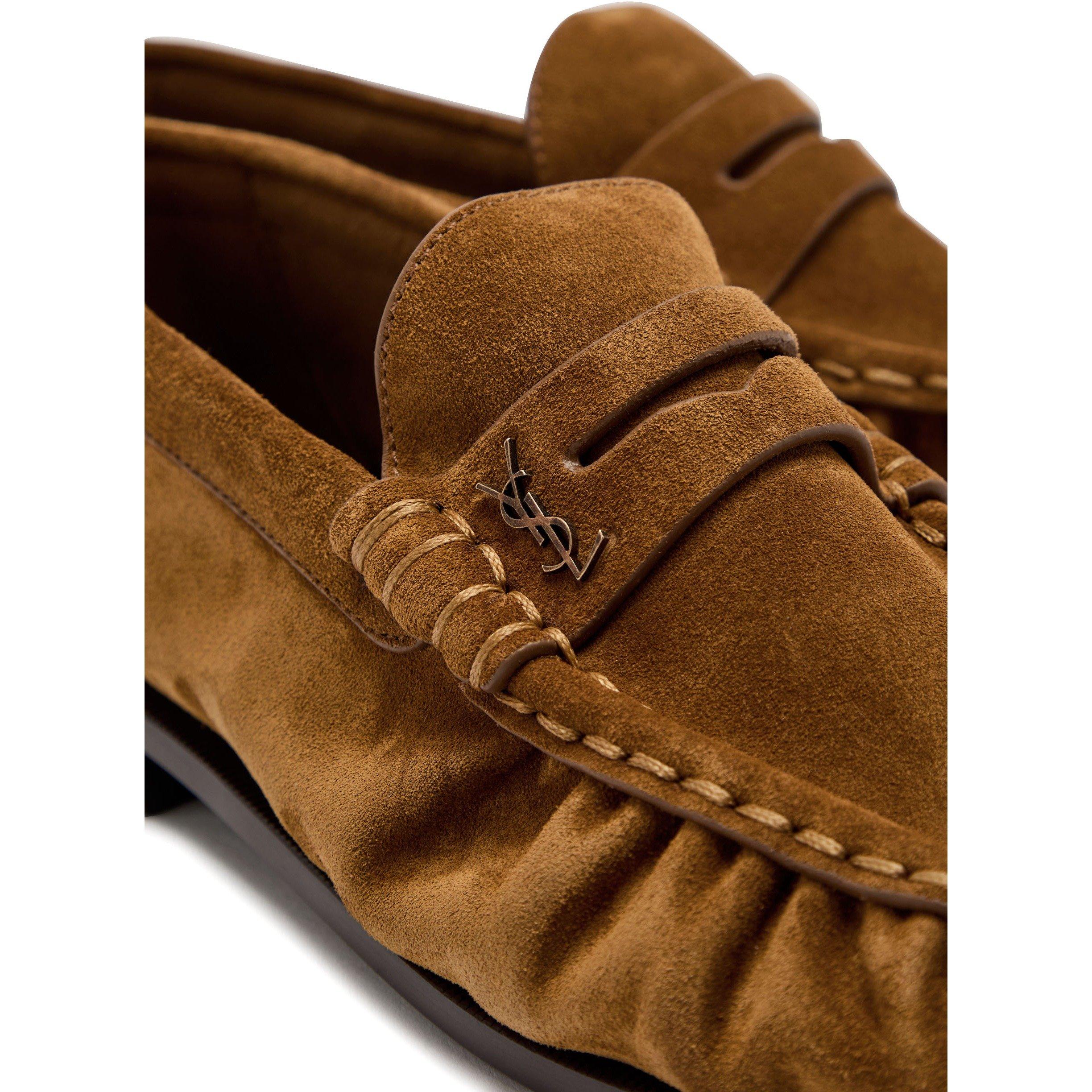 TAN - Saint Laurent - Women's LE 15 Suede Loafers - 4