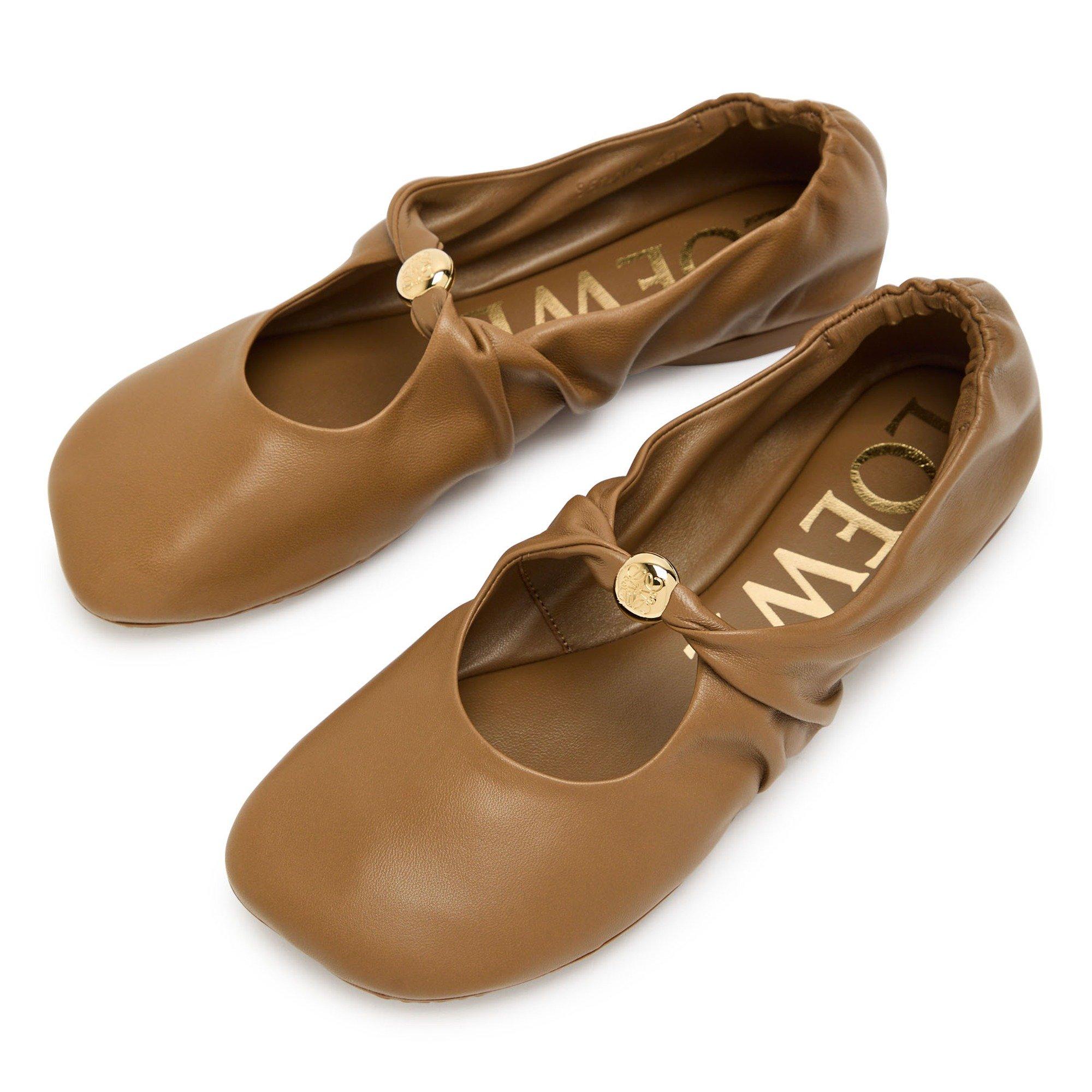 TAN - Loewe - Women's Pebble Soft Leather Ballet Pumps - 3