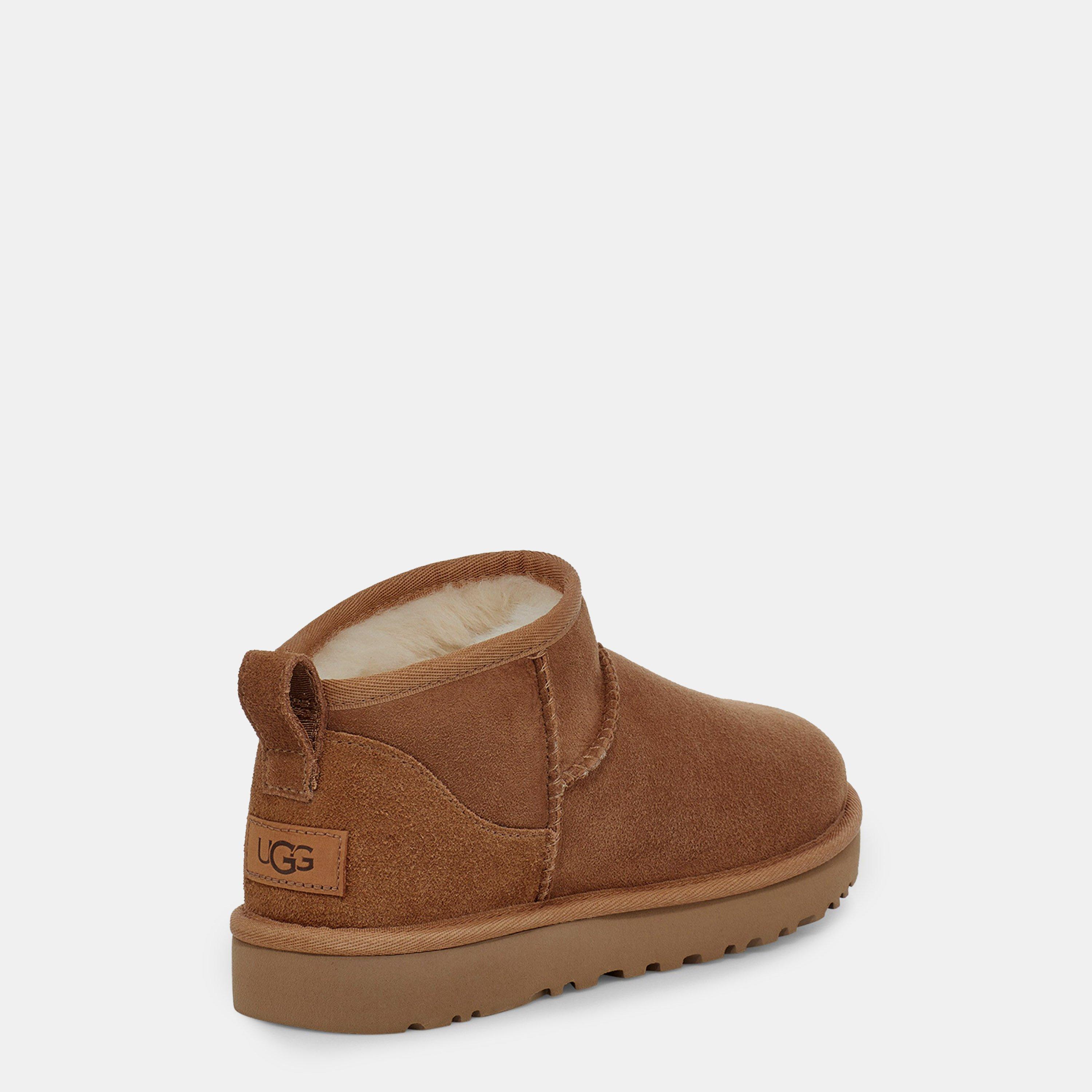 Chestnut - Ugg - Women's Ultra Mini Suede Sheepskin Ankle Snug Boots - 5