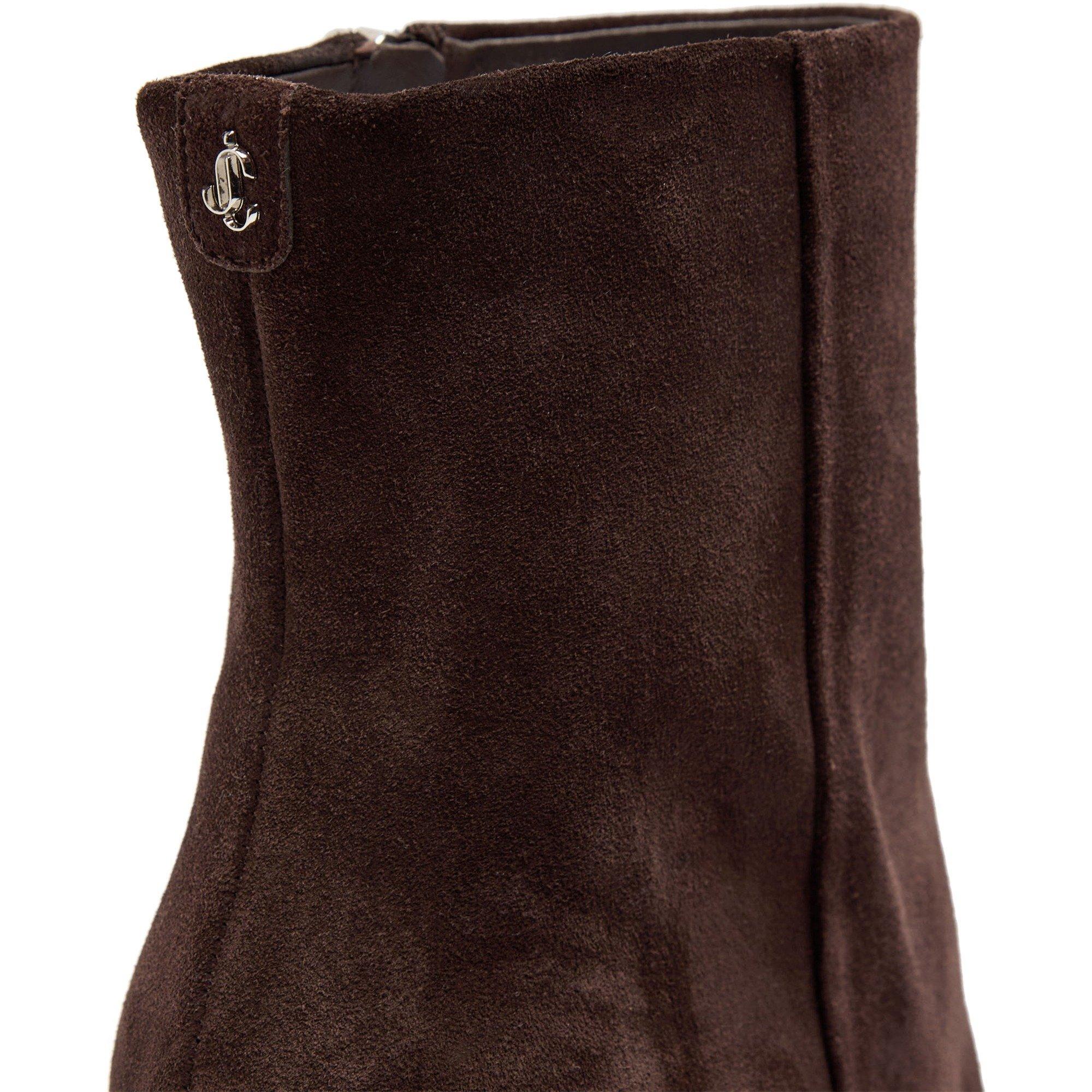 BROWN - Jimmy Choo - Women's Frankie Suede Pointed-Toe Heeled Ankle Boots - 5