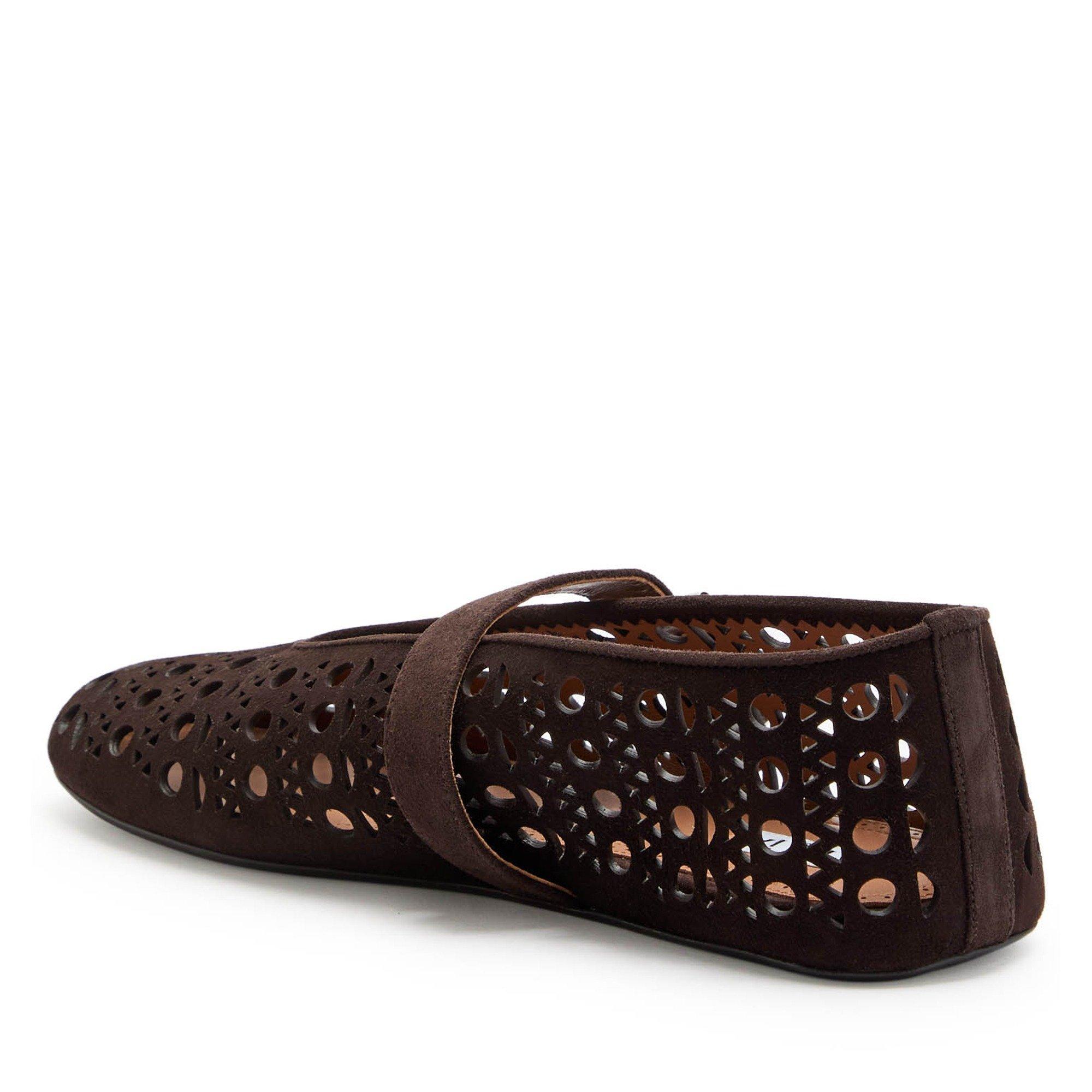 BROWN - Alaia - Suede Cut Out Ballet - 2