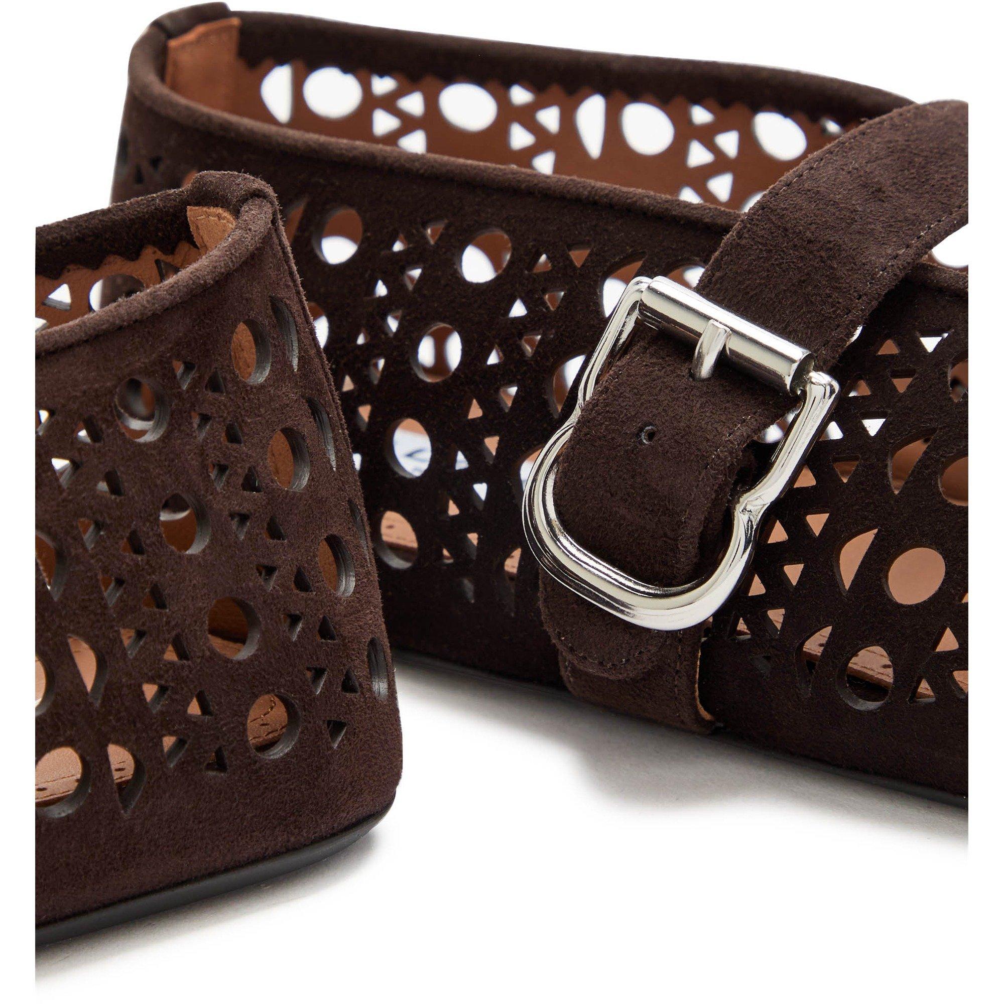 BROWN - Alaia - Suede Cut Out Ballet - 4