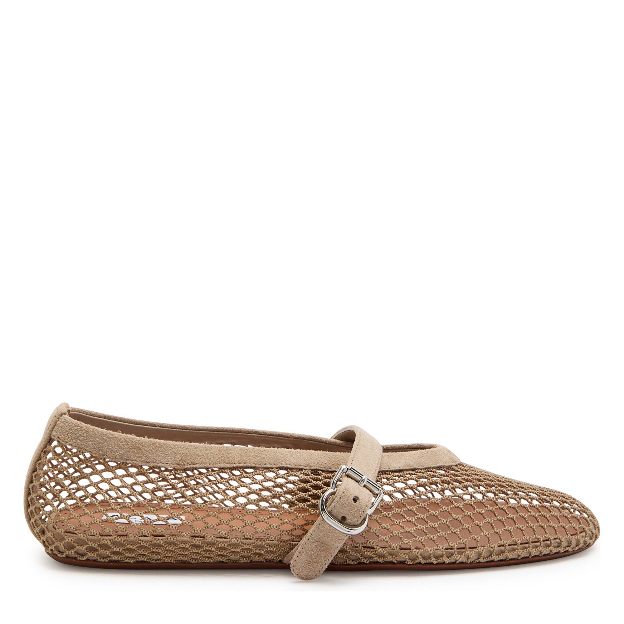 GREY - Alaia - Women's Suede Mesh Ballet Pumps - 1