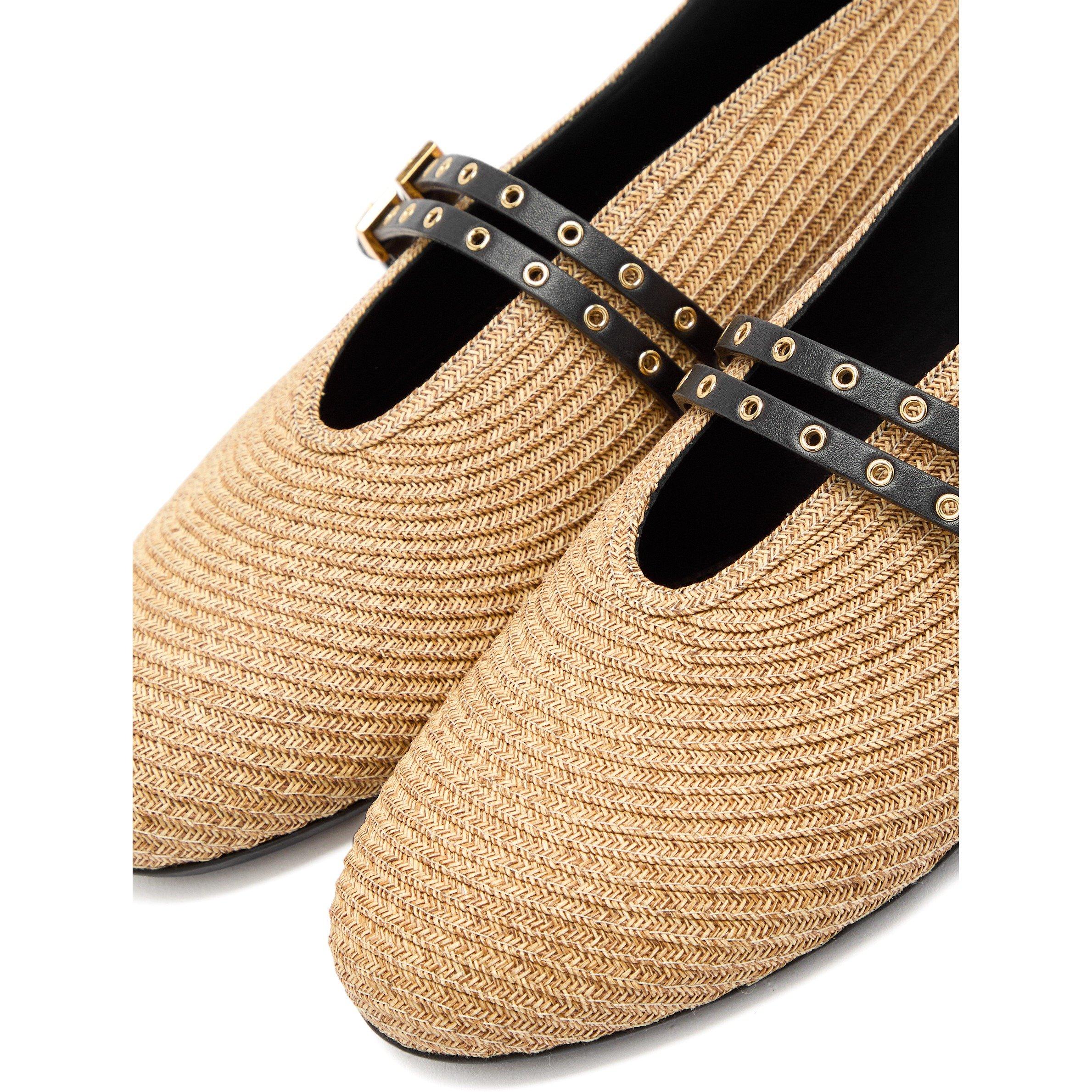 BEIGE AND OTHER - Alaia - Women's Raffia Ballet Pumps - 4