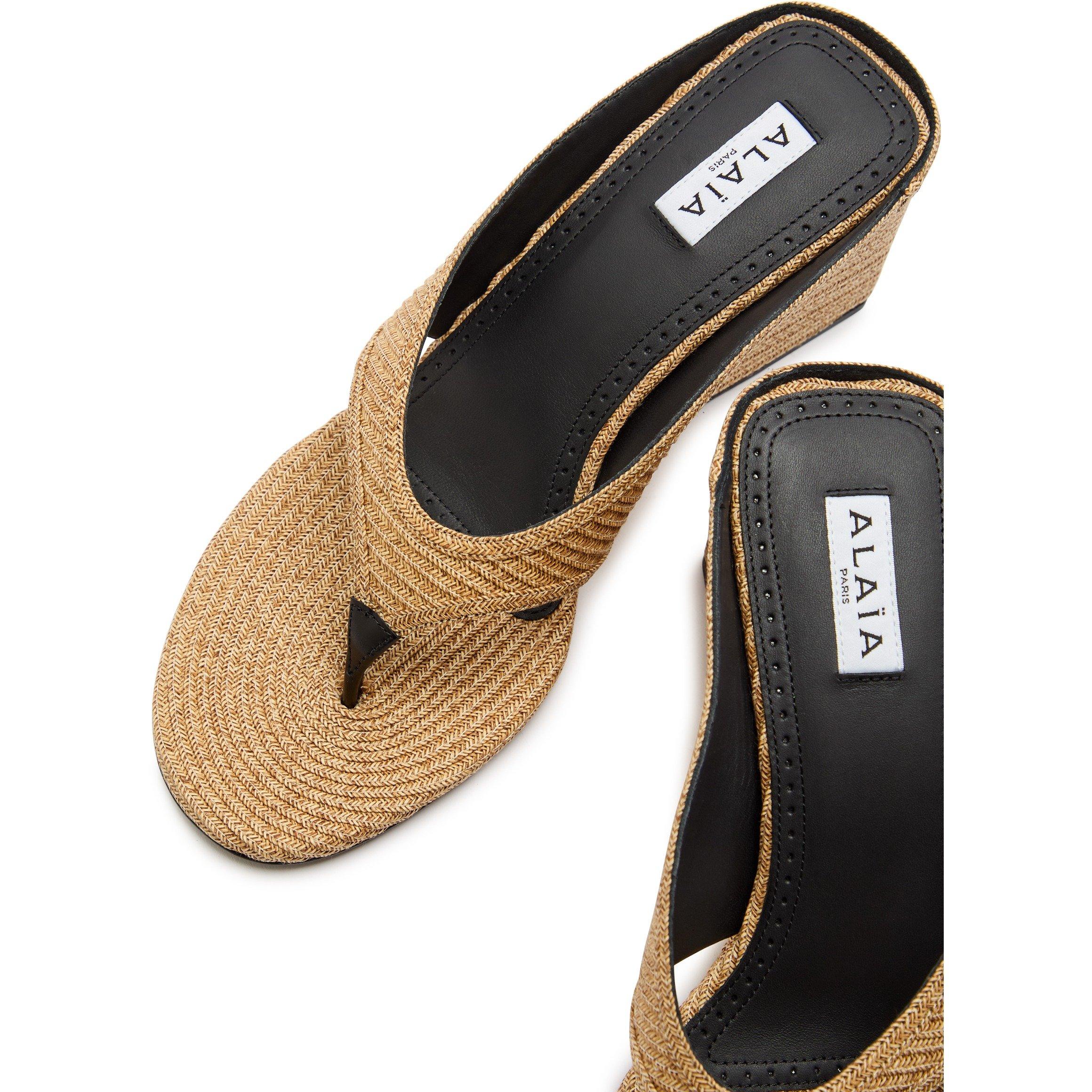 BEIGE AND OTHER - Alaia - Wedge Tongs 75 Raffia - 3