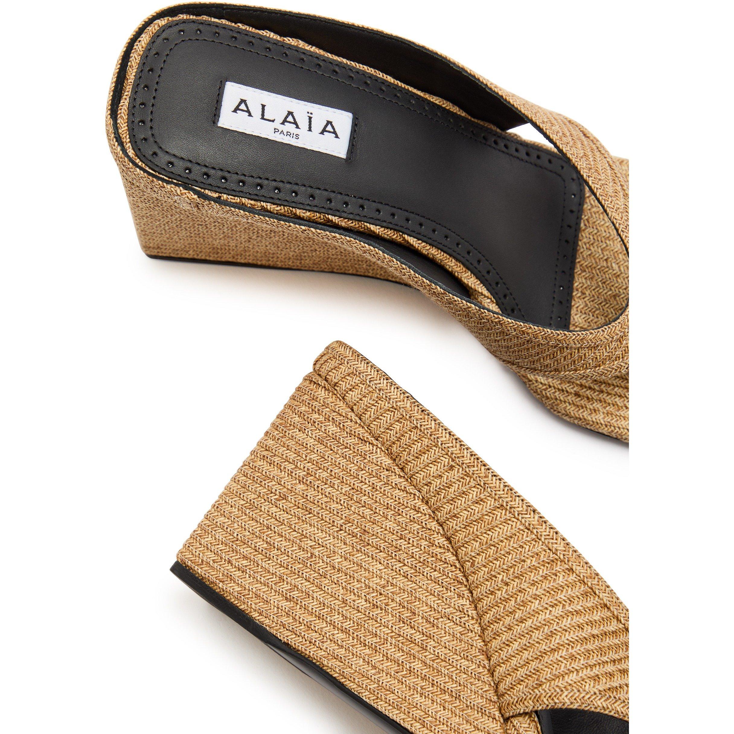 BEIGE AND OTHER - Alaia - Wedge Tongs 75 Raffia - 4