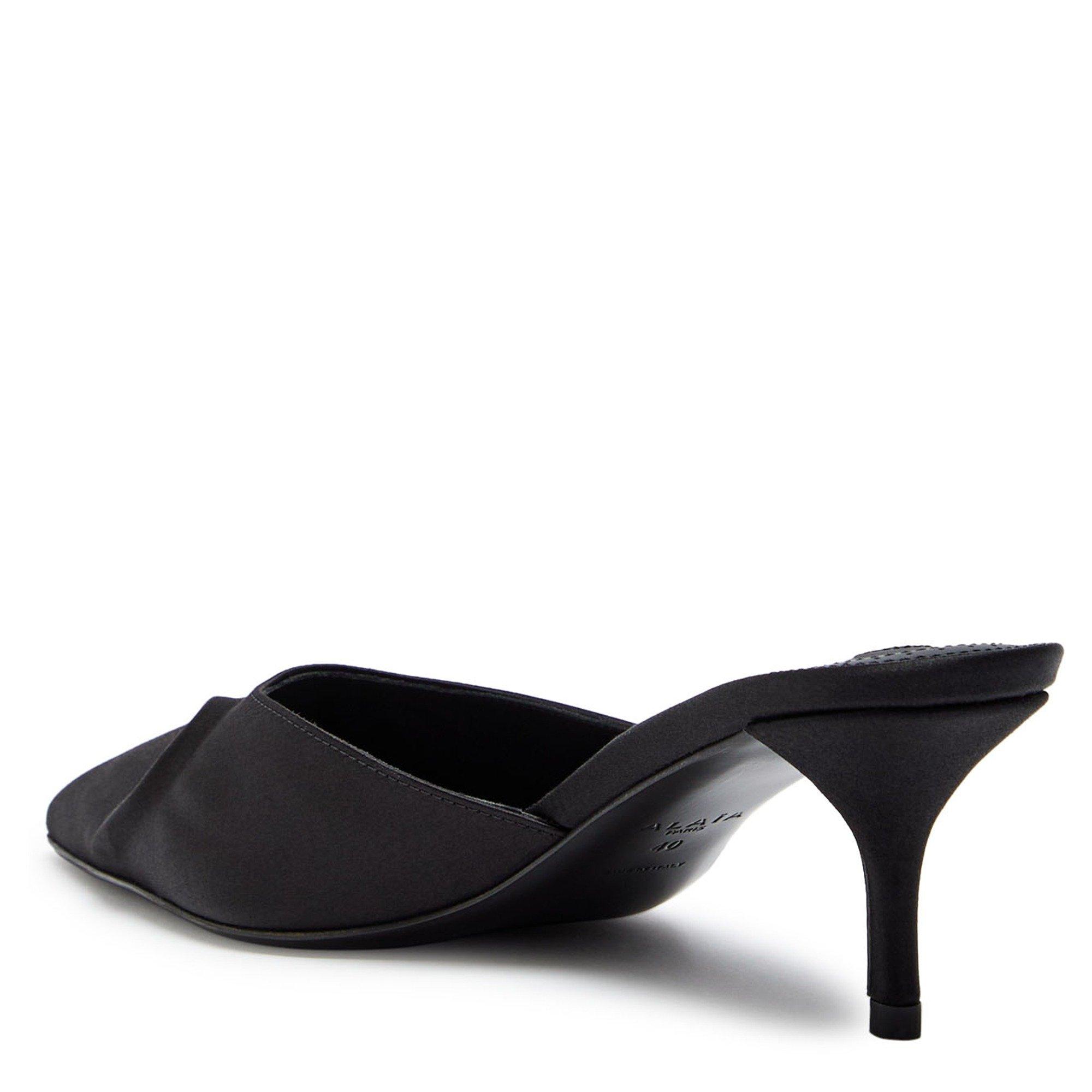 BLACK - Alaia - Women's Coeur Satin Heeled Mules - 2