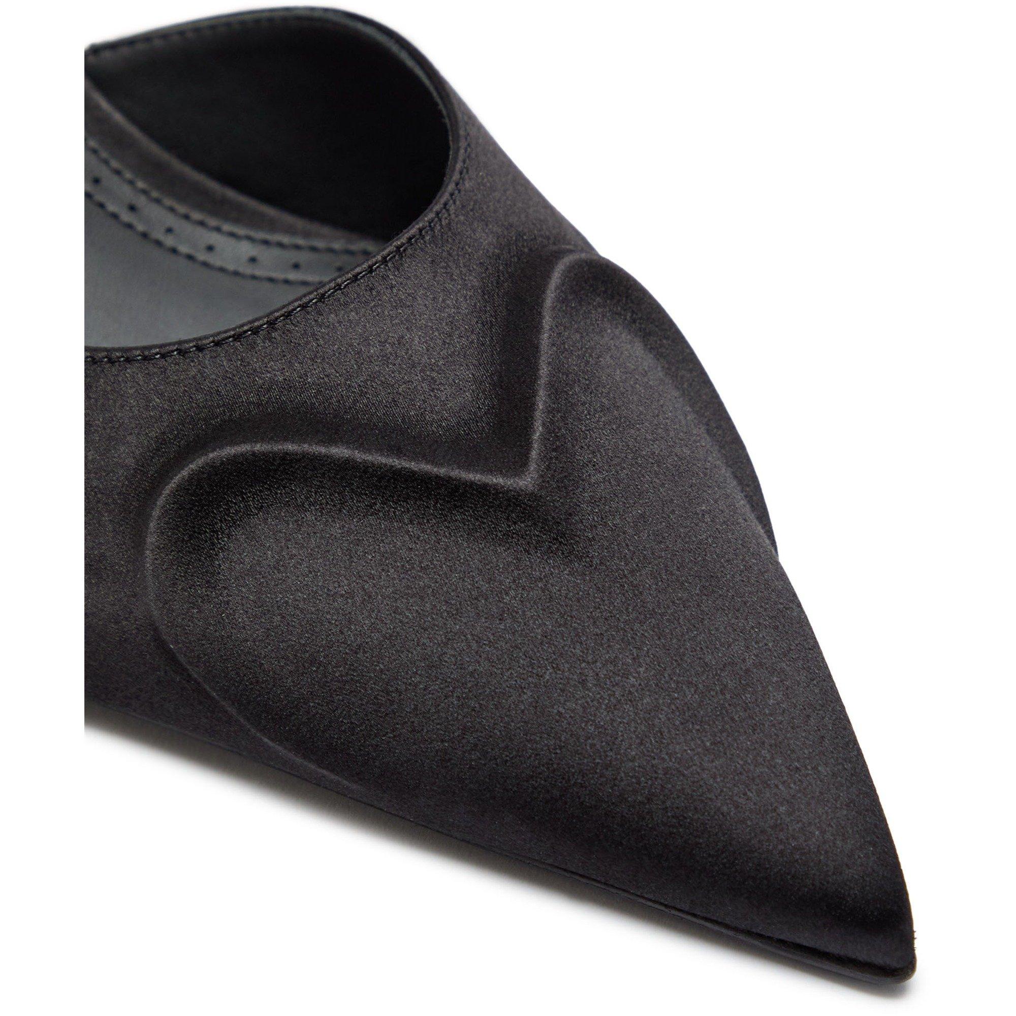 BLACK - Alaia - Women's Coeur Satin Heeled Mules - 4