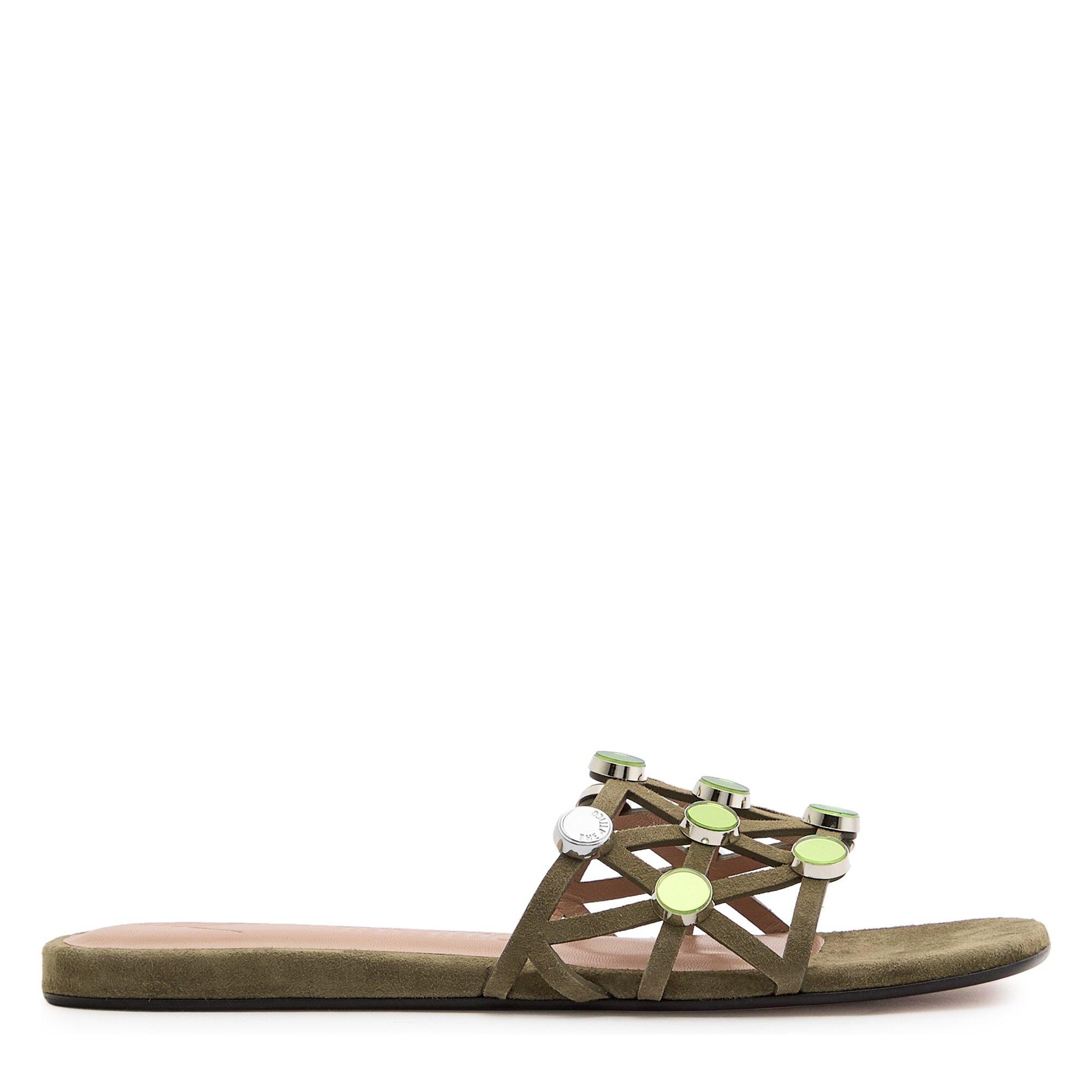 KHAKI - The Attico - Grid slide flat
