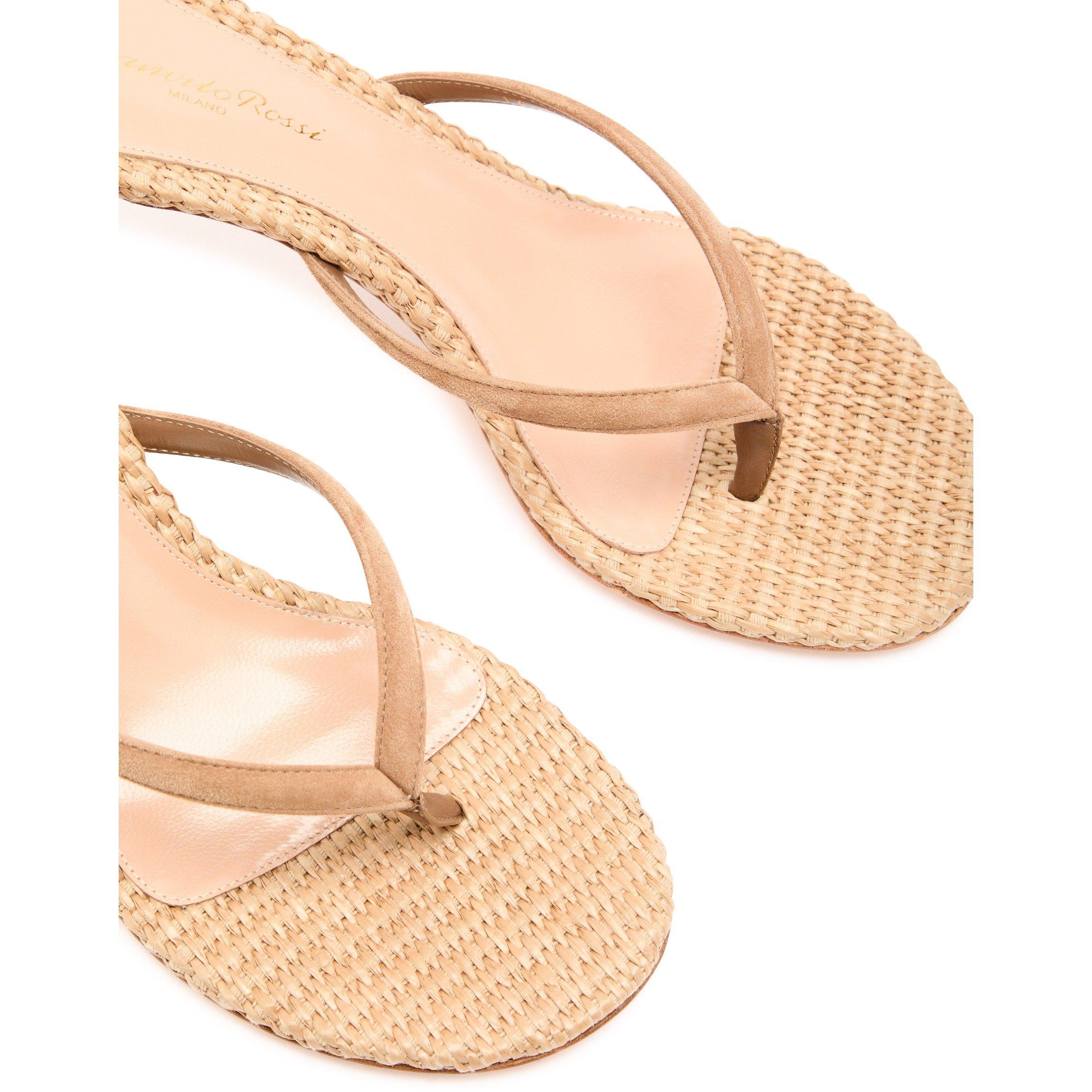 SAND - Gianvito Rossi - CALYPSO RAFFIA THONG SANDAL - 4