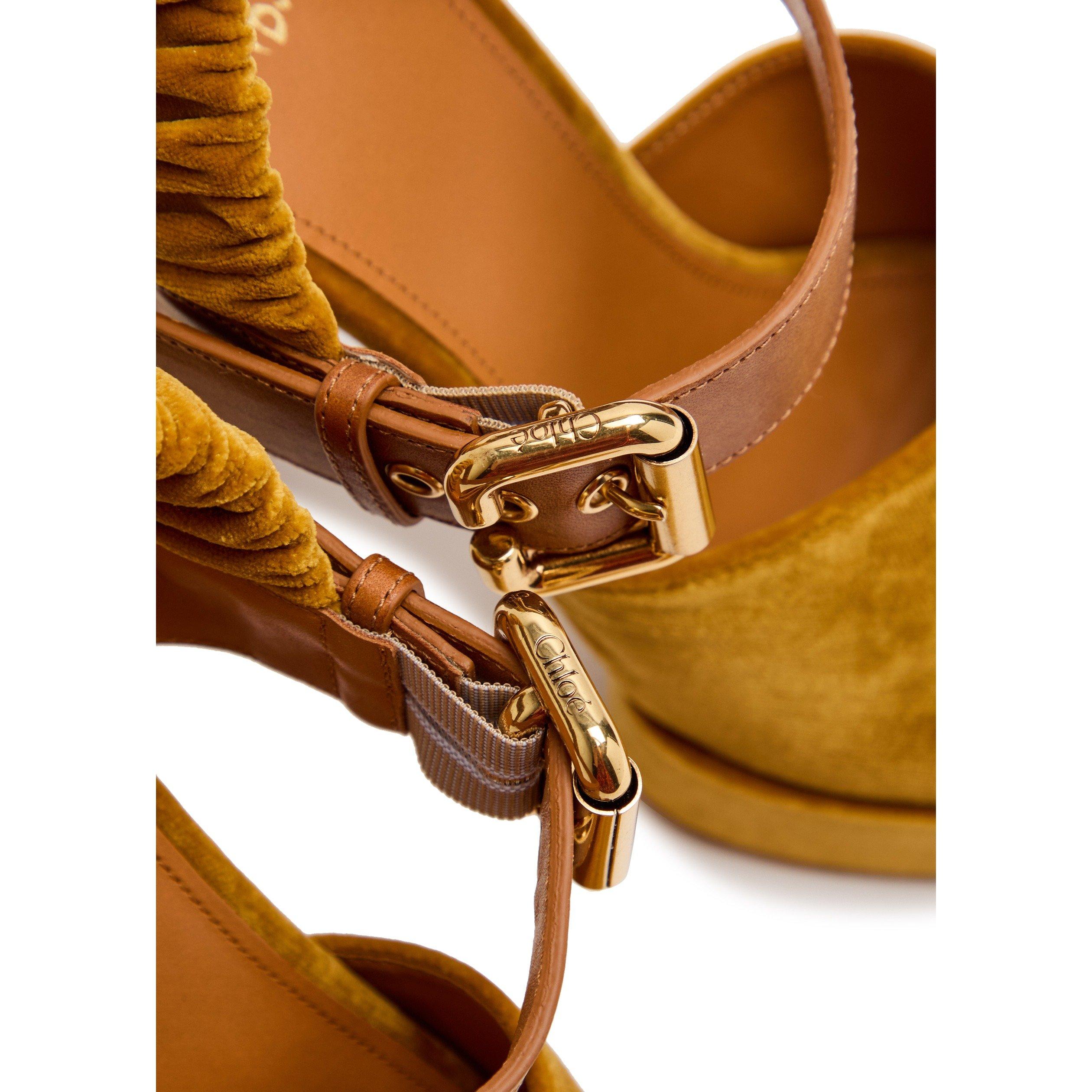 GOLD - Chloe - Women's Aria Platform Suede Heeled Sandals - 4