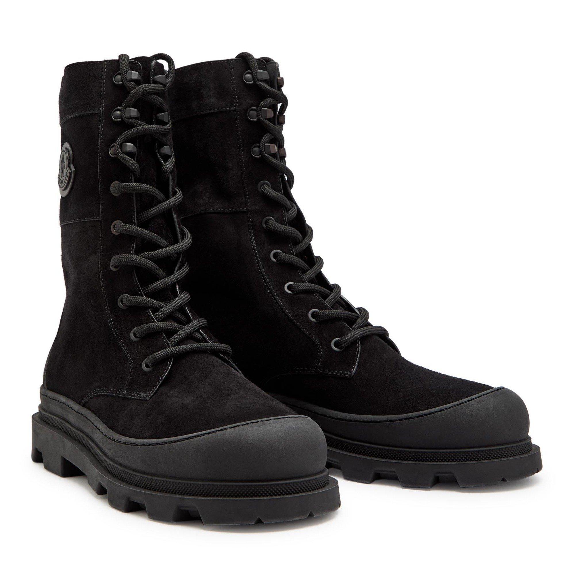 BLACK - Moncler - Women's Vera Suede Lace-Up Flat Ankle Boots - 4