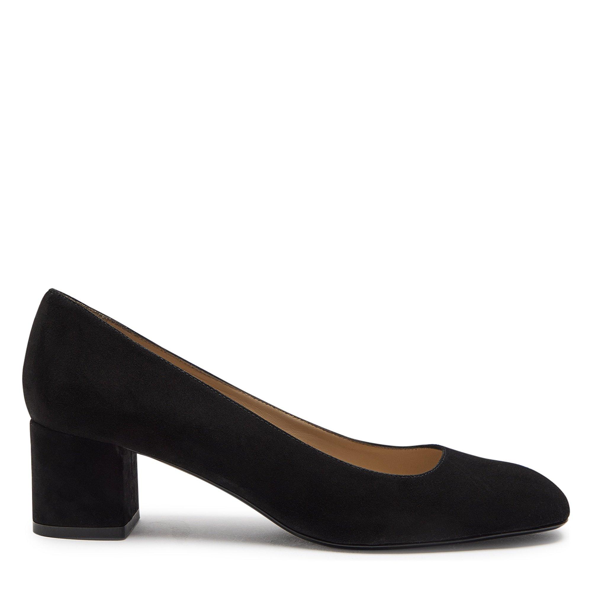 BLACK - Stuart Weitzman - Women's Maeve 50 Suede Square-Toe Block-Heel Court Shoes
